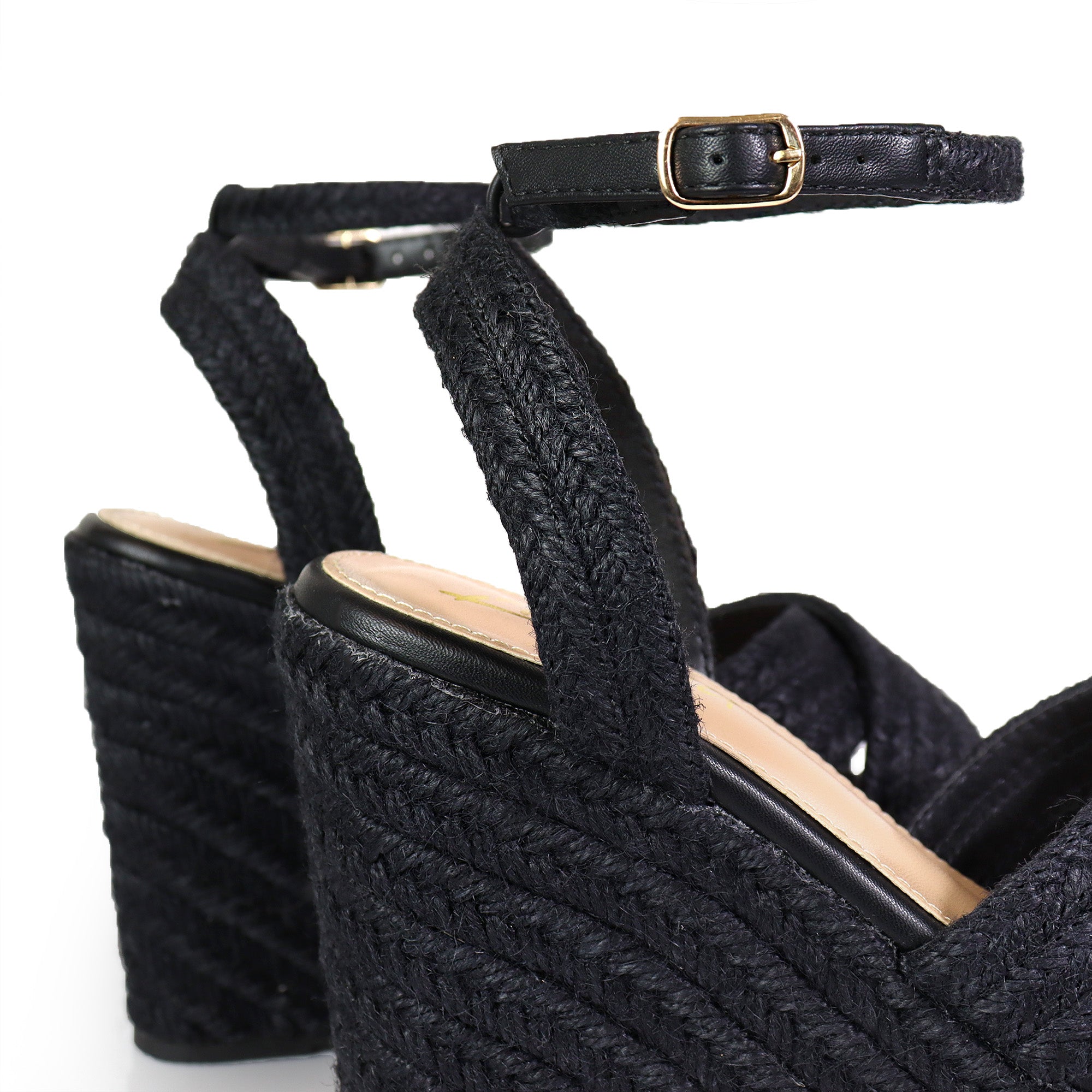 DELIGHT-1 CROSS ESPADRILLE ANKLE STRAP SANDAL BLACK
