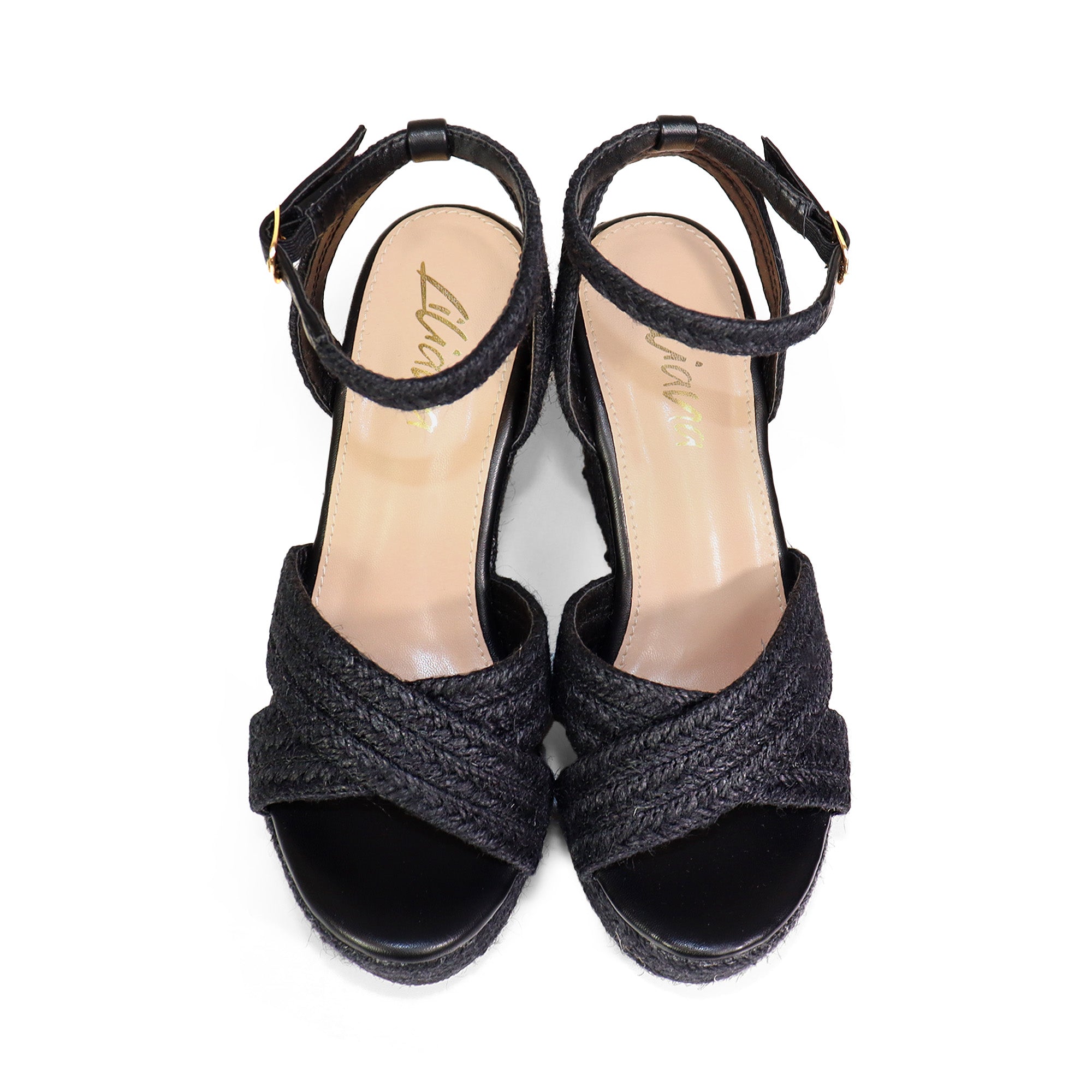 DELIGHT-1 CROSS ESPADRILLE ANKLE STRAP SANDAL BLACK