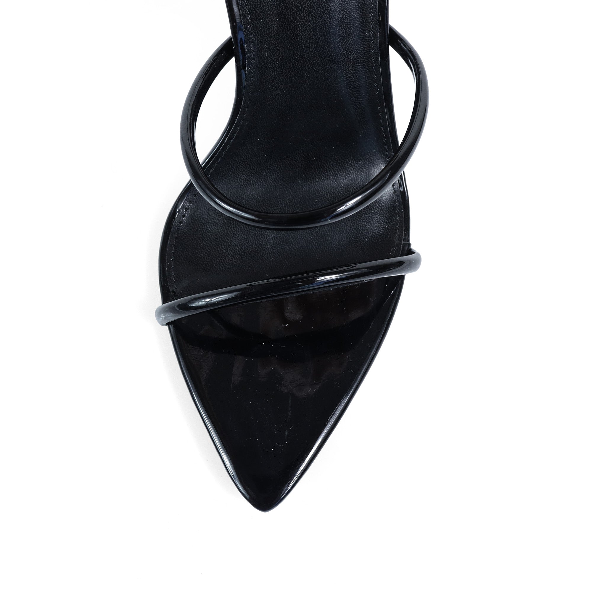 DIVA-4 POINTED TOE STRAP W/ STILETTOS HEEL BLACK