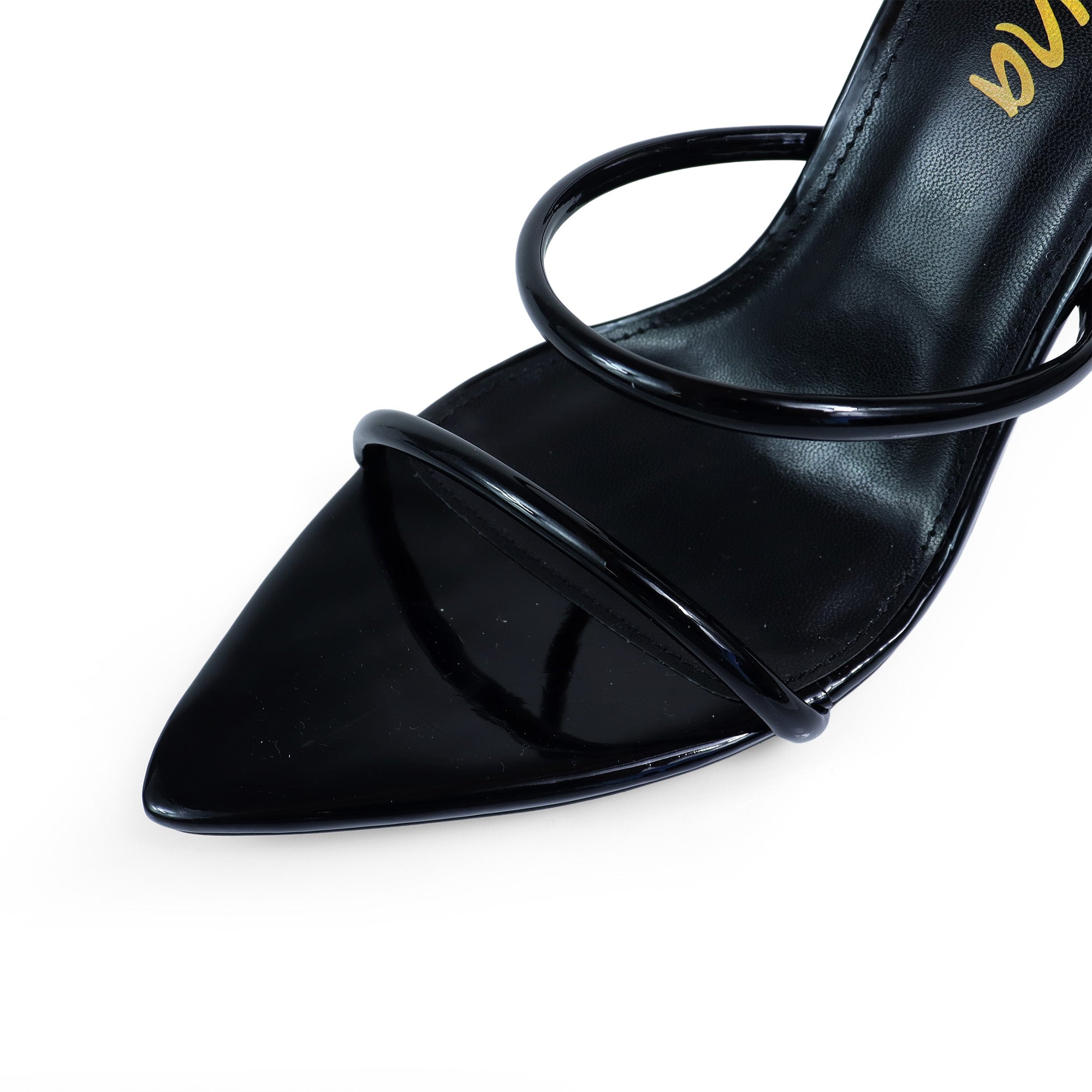 DIVA-4 POINTED TOE STRAP W/ STILETTOS HEEL BLACK
