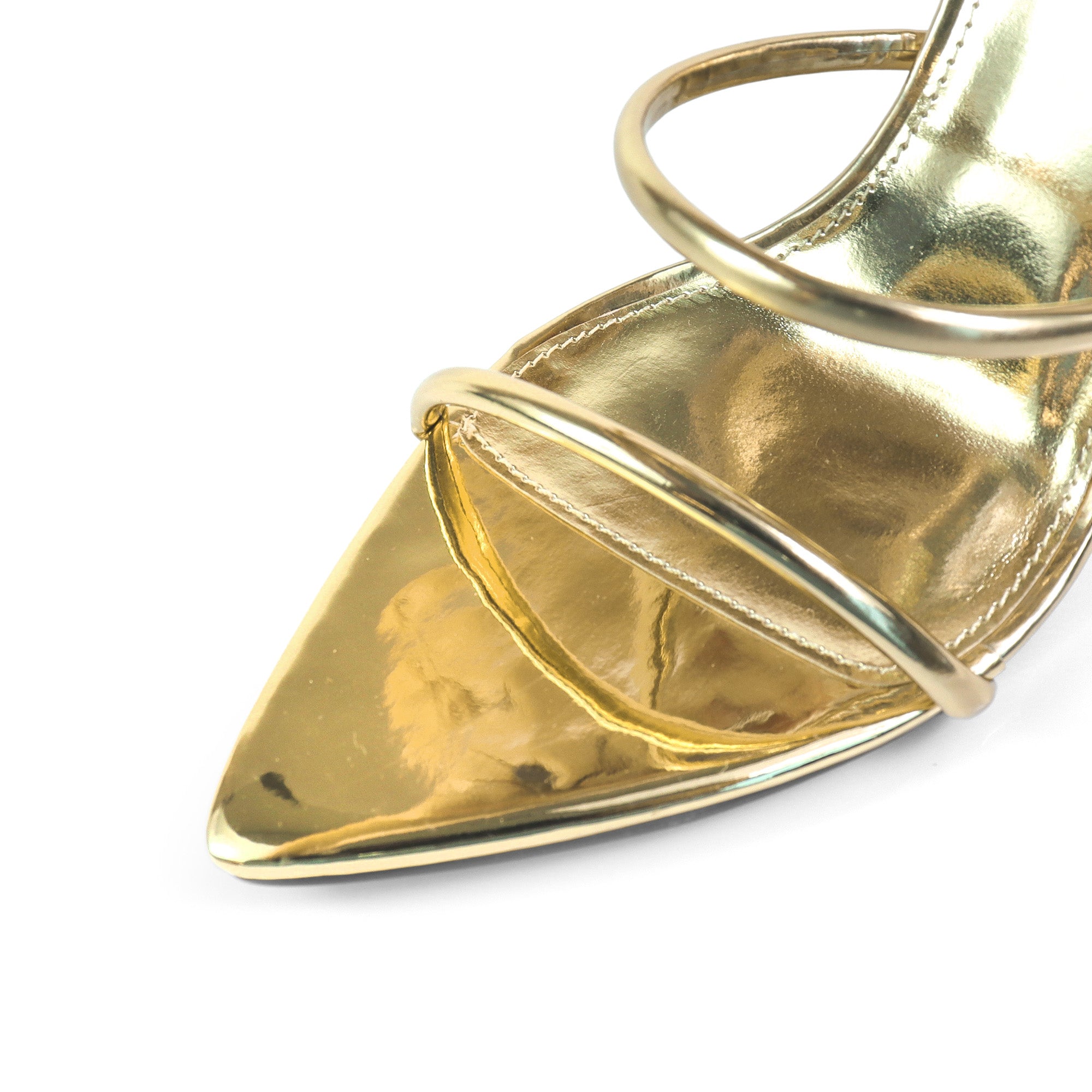 DIVA-4 POINTED TOE STRAP W/ STILETTOS HEEL GOLD