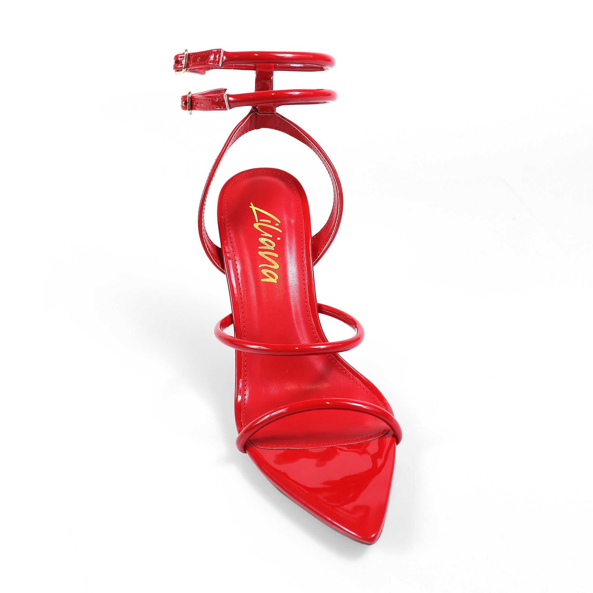 DIVA-4 POINTED TOE STRAP W/ STILETTOS HEEL RED