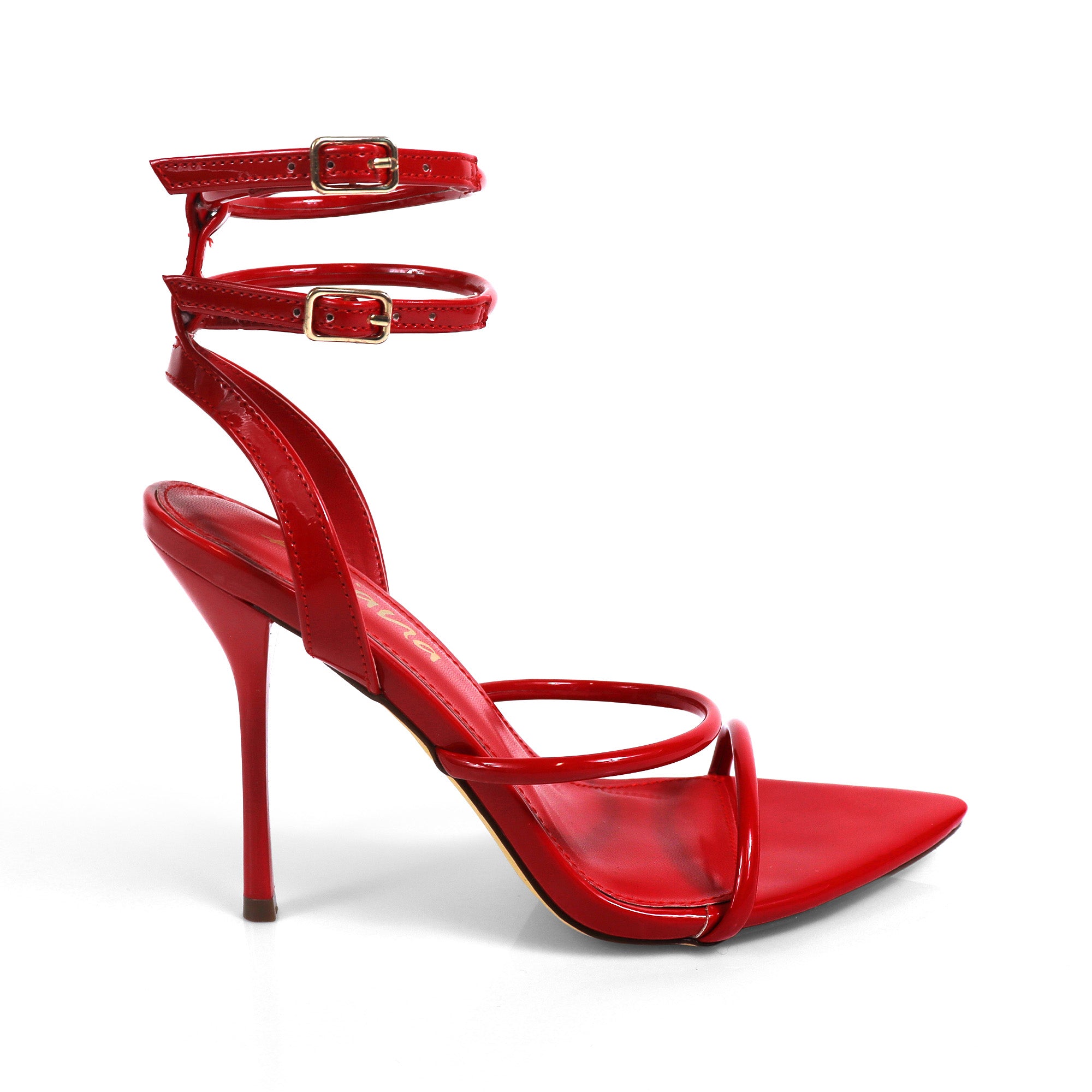 DIVA-4 POINTED TOE STRAP W/ STILETTOS HEEL RED