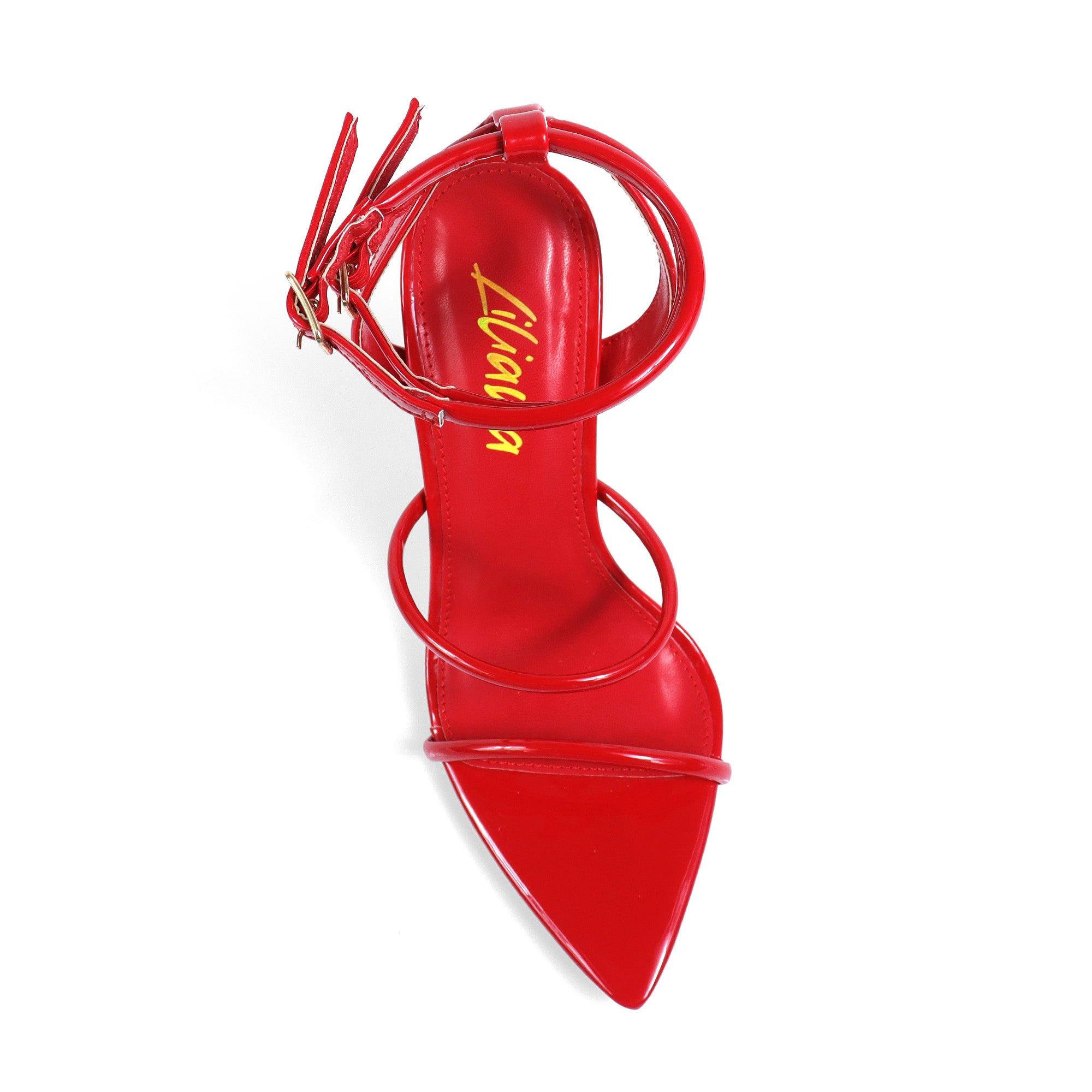 DIVA-4 POINTED TOE STRAP W/ STILETTOS HEEL RED