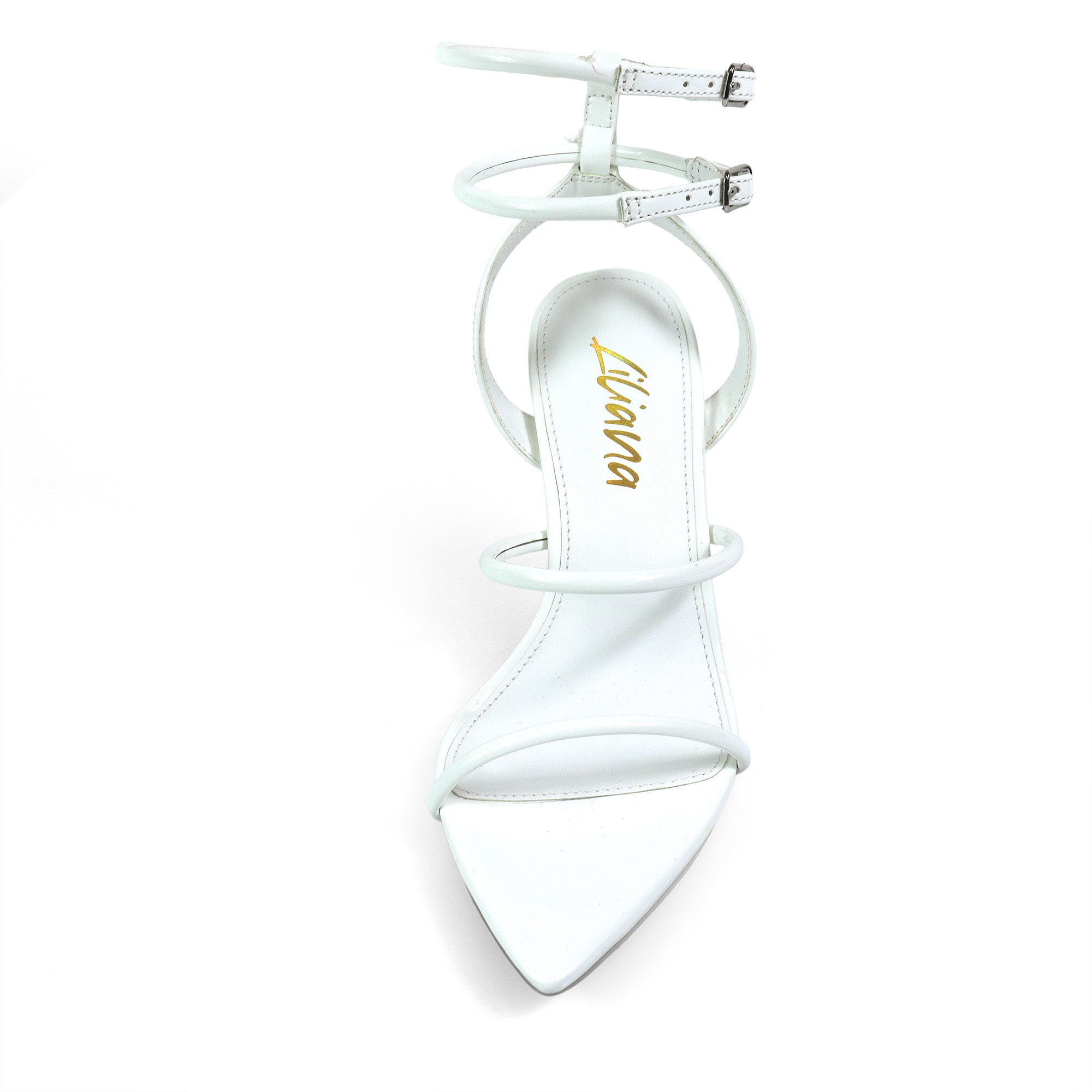 DIVA-4 POINTED TOE STRAP W/ STILETTOS HEEL WHITE
