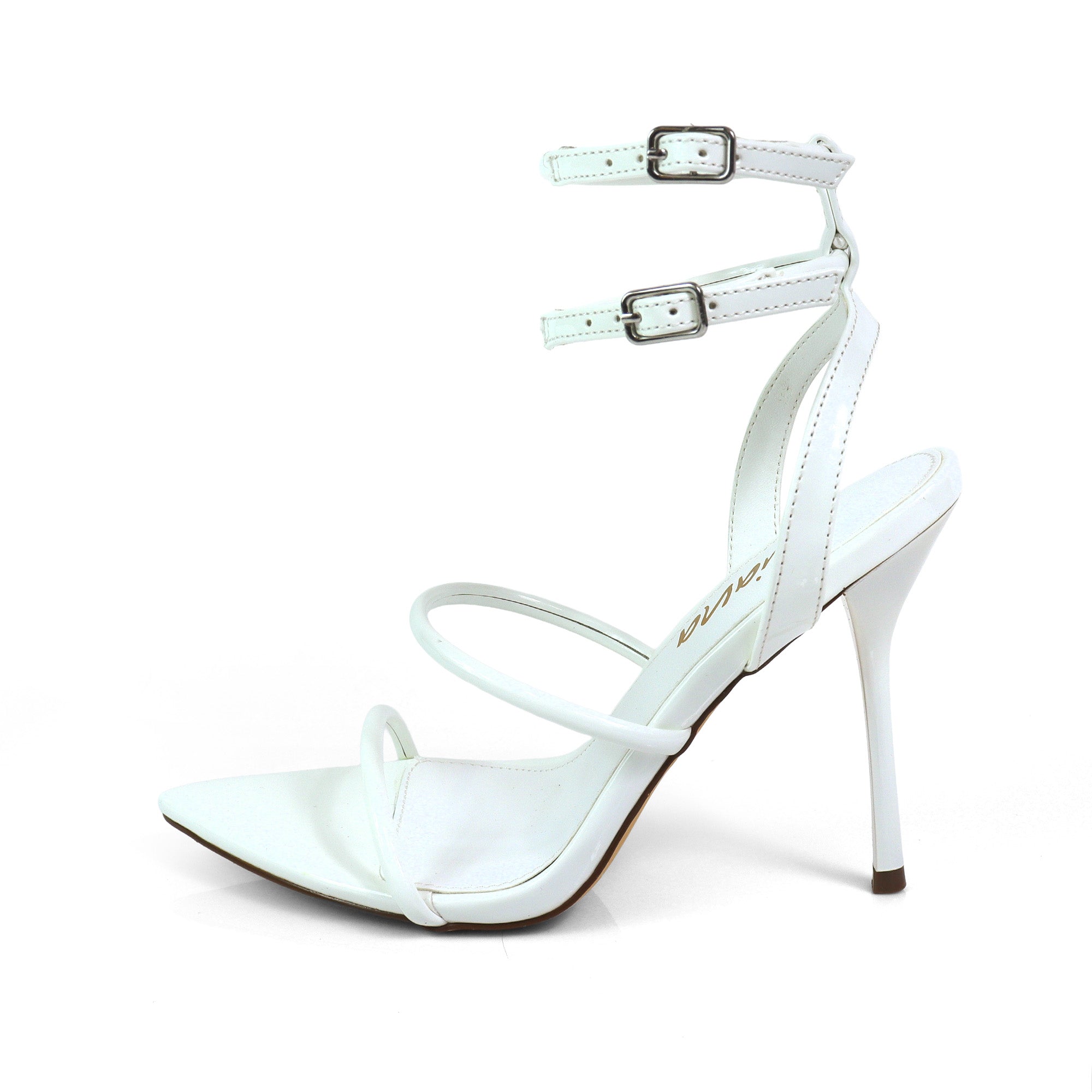 DIVA-4 POINTED TOE STRAP W/ STILETTOS HEEL WHITE