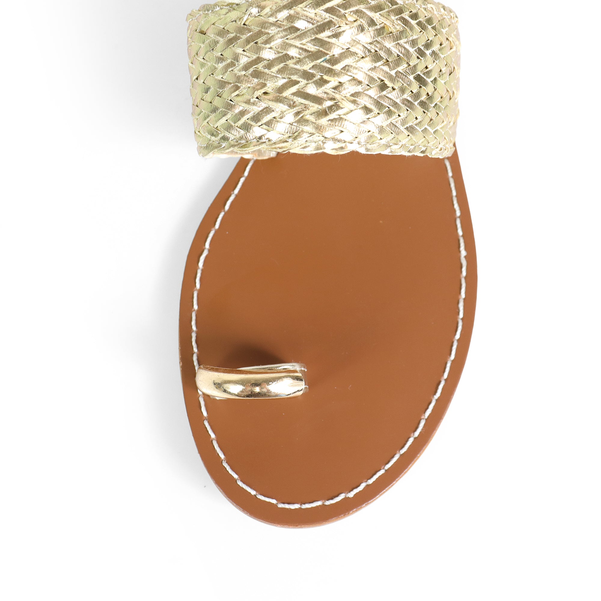 EILEEN-1 WOVEN STRAP TOE RING DESIGN W/FLAT SANDAL GOLD