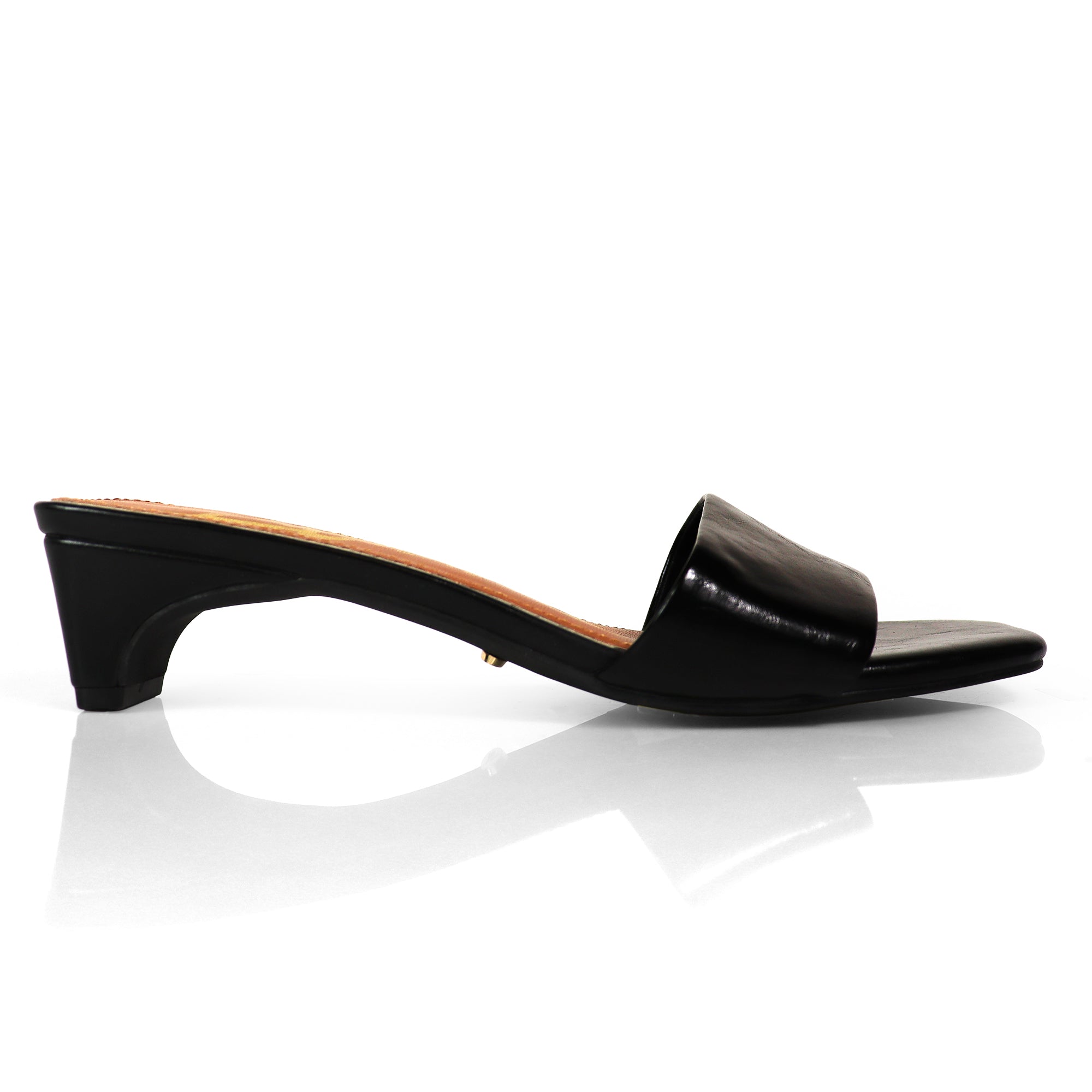 ELAINNY-1 TRANSPARENT CLEAR UPPER MULE W/ KITTEN HEEL BLACK