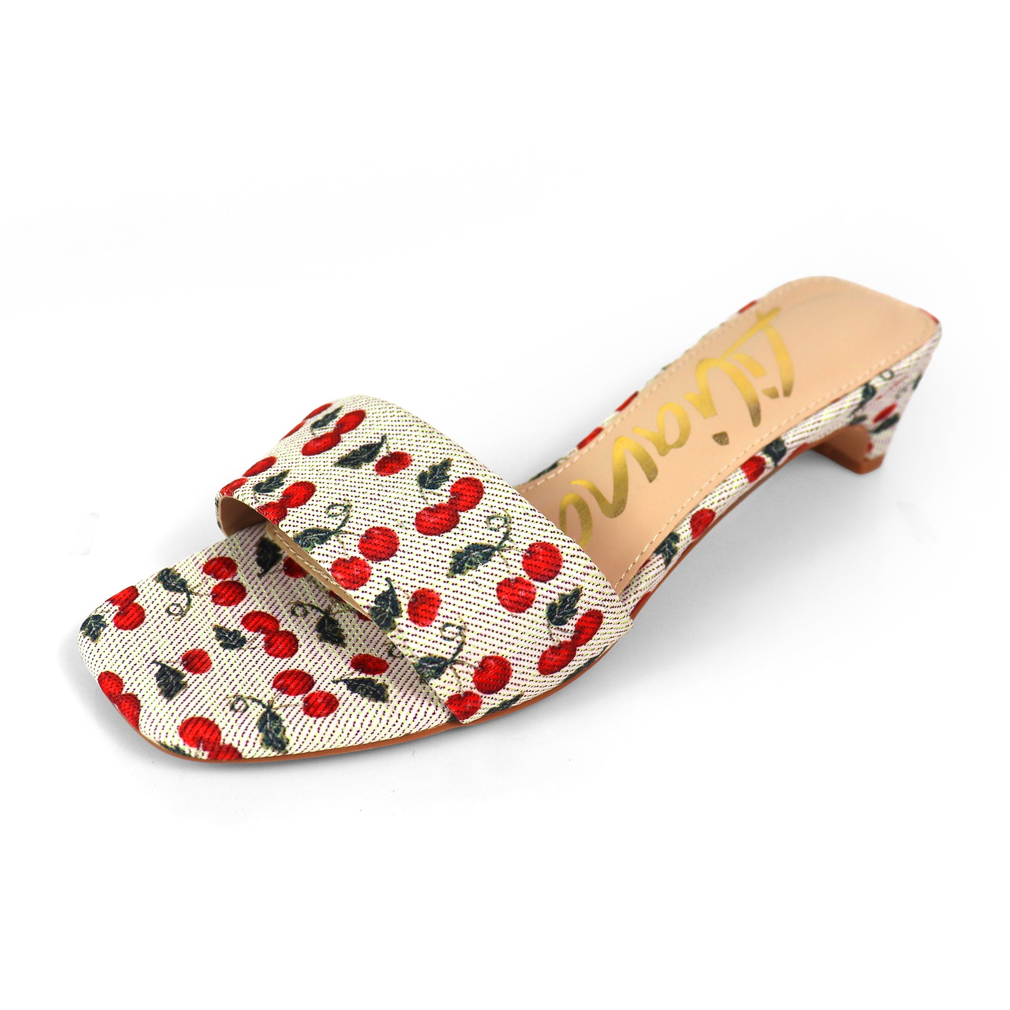 ELAINNY-1 TRANSPARENT CLEAR UPPER MULE W/ KITTEN HEEL CHERRY
