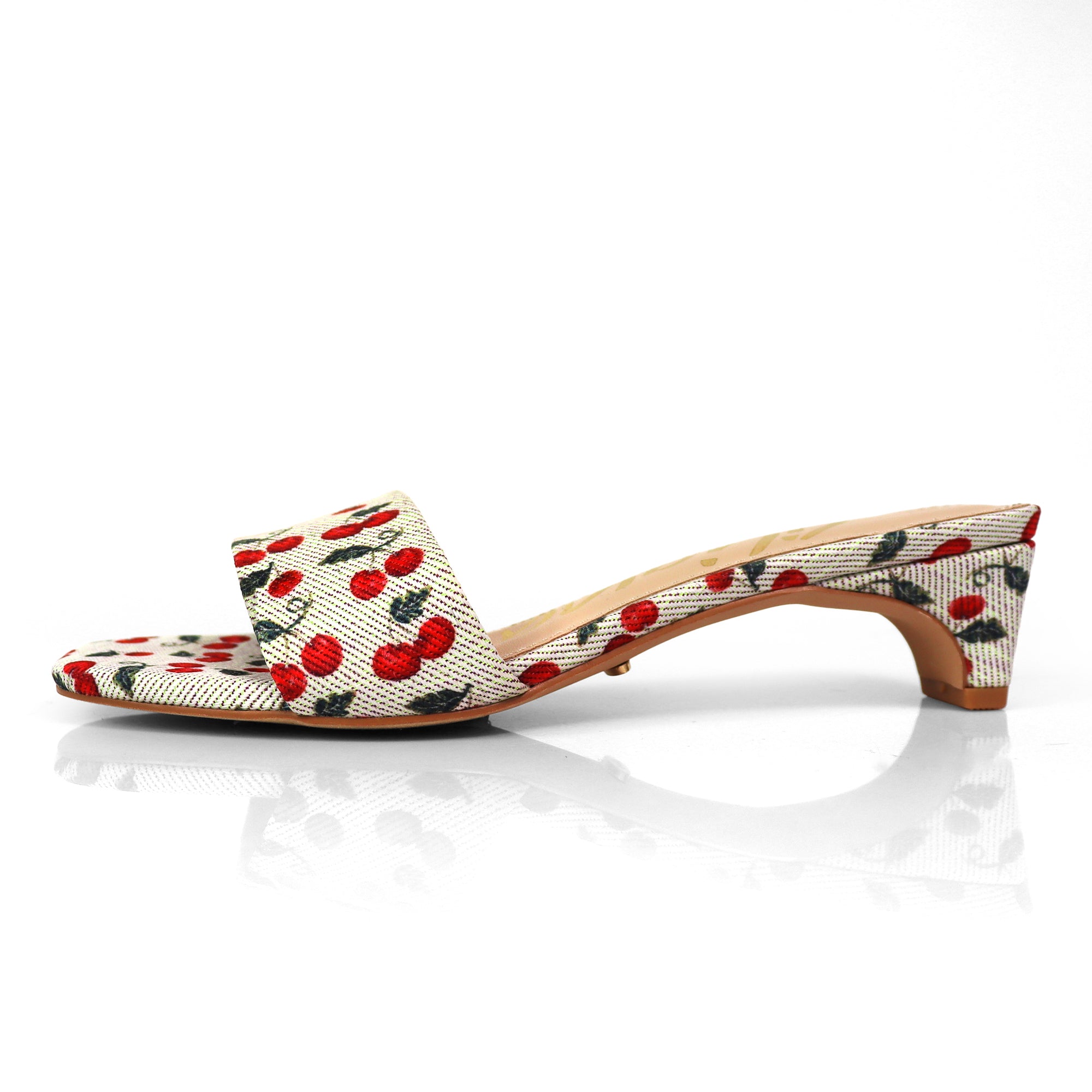 ELAINNY-1 TRANSPARENT CLEAR UPPER MULE W/ KITTEN HEEL CHERRY