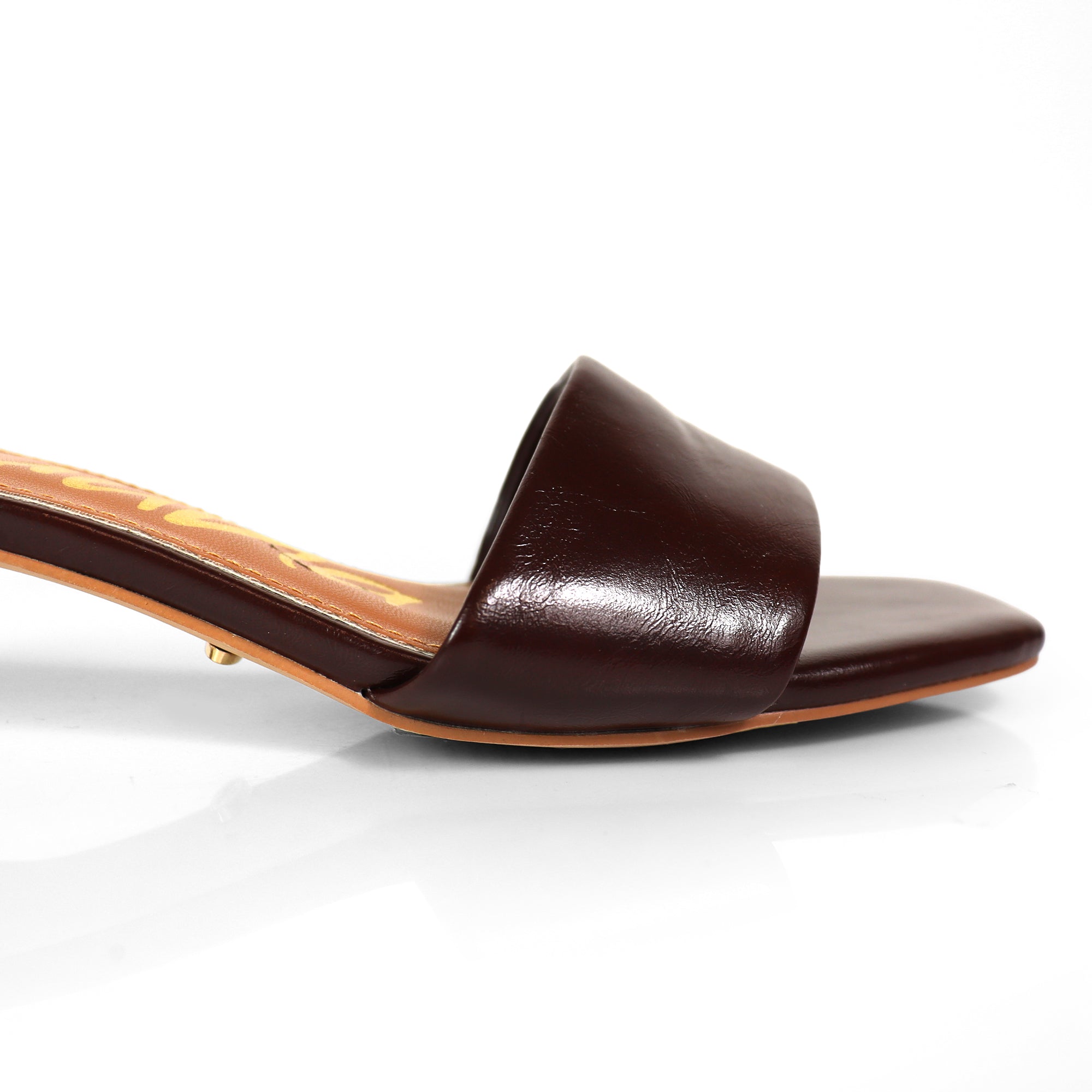 ELAINNY-1 TRANSPARENT CLEAR UPPER MULE W/ KITTEN HEEL CHOCOLATE