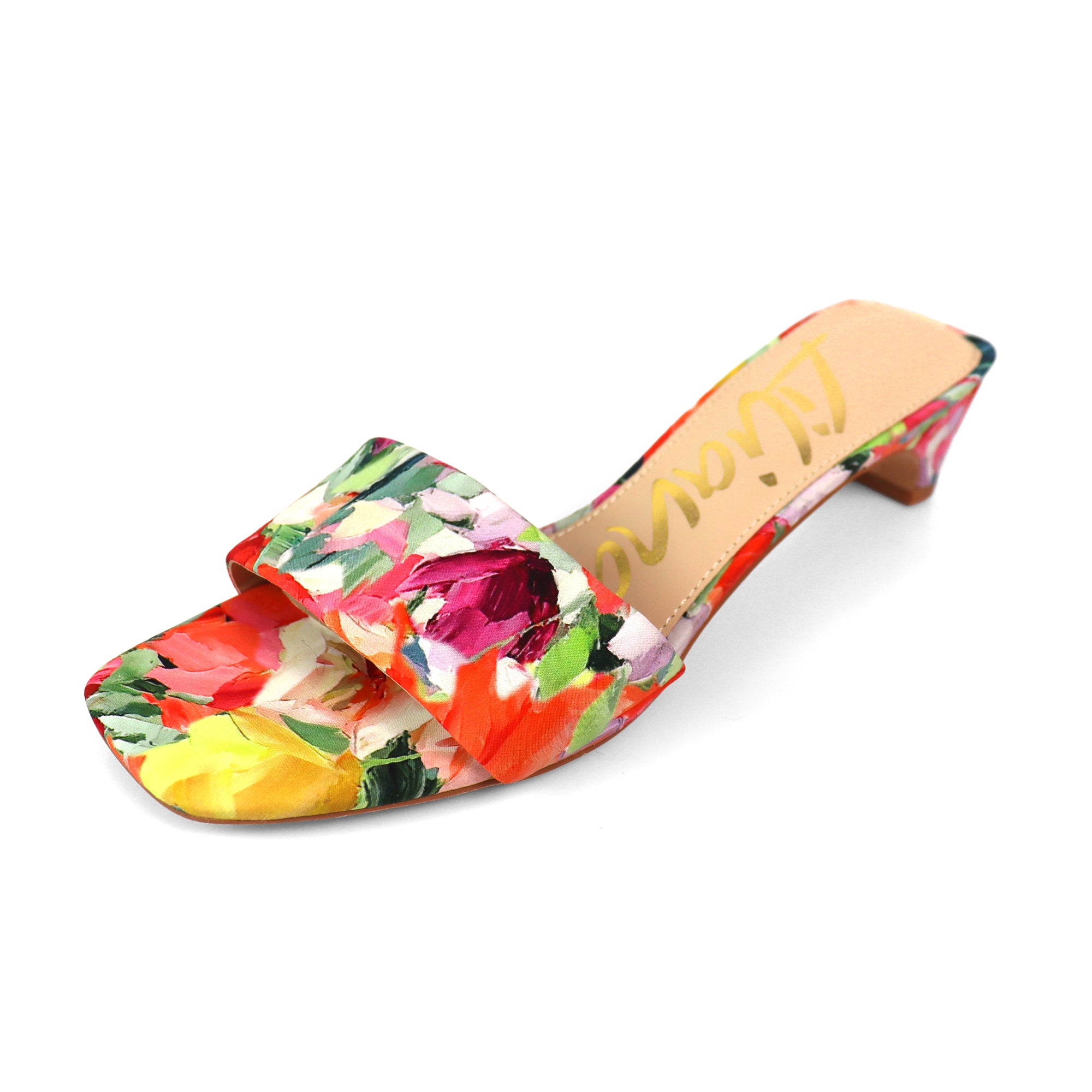 ELAINNY-1 TRANSPARENT CLEAR UPPER MULE W/ KITTEN HEEL FLORAL