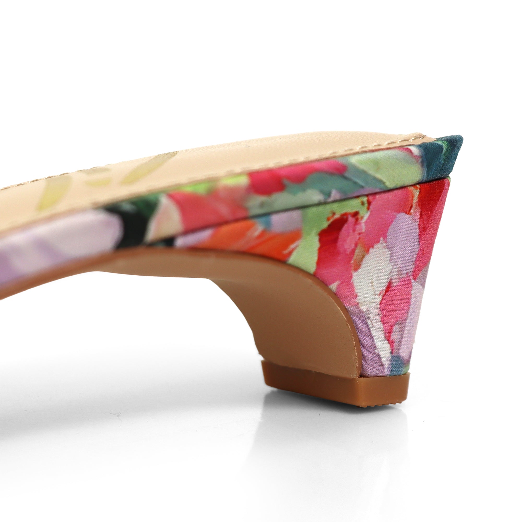 ELAINNY-1 TRANSPARENT CLEAR UPPER MULE W/ KITTEN HEEL FLORAL