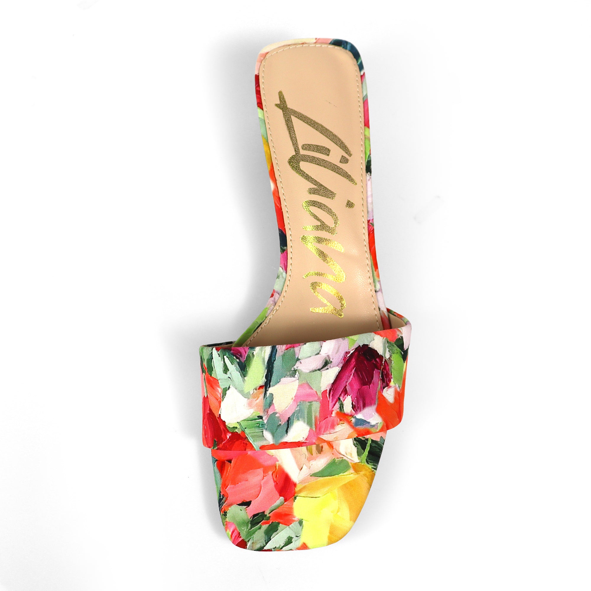 ELAINNY-1 TRANSPARENT CLEAR UPPER MULE W/ KITTEN HEEL FLORAL
