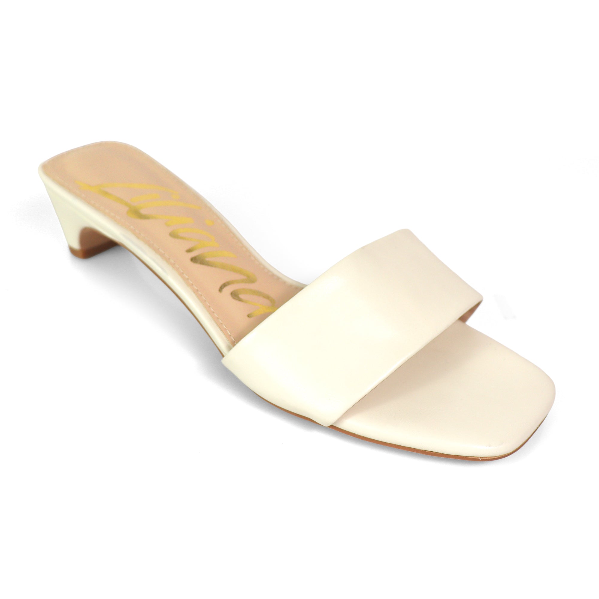 ELAINNY-1 TRANSPARENT CLEAR UPPER MULE W/ KITTEN HEEL IVORY