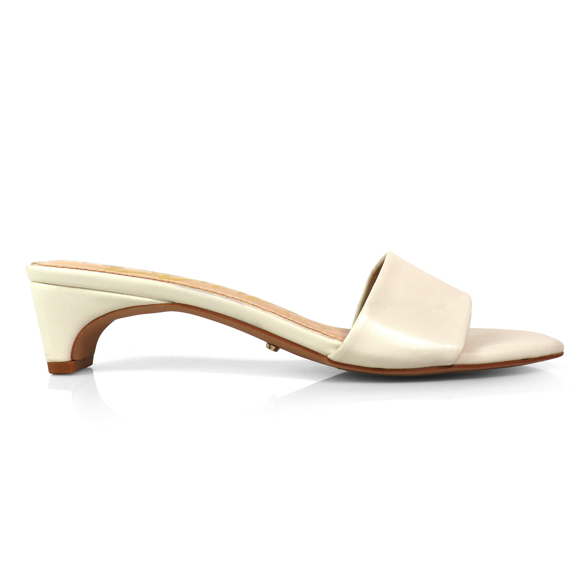 ELAINNY-1 TRANSPARENT CLEAR UPPER MULE W/ KITTEN HEEL IVORY