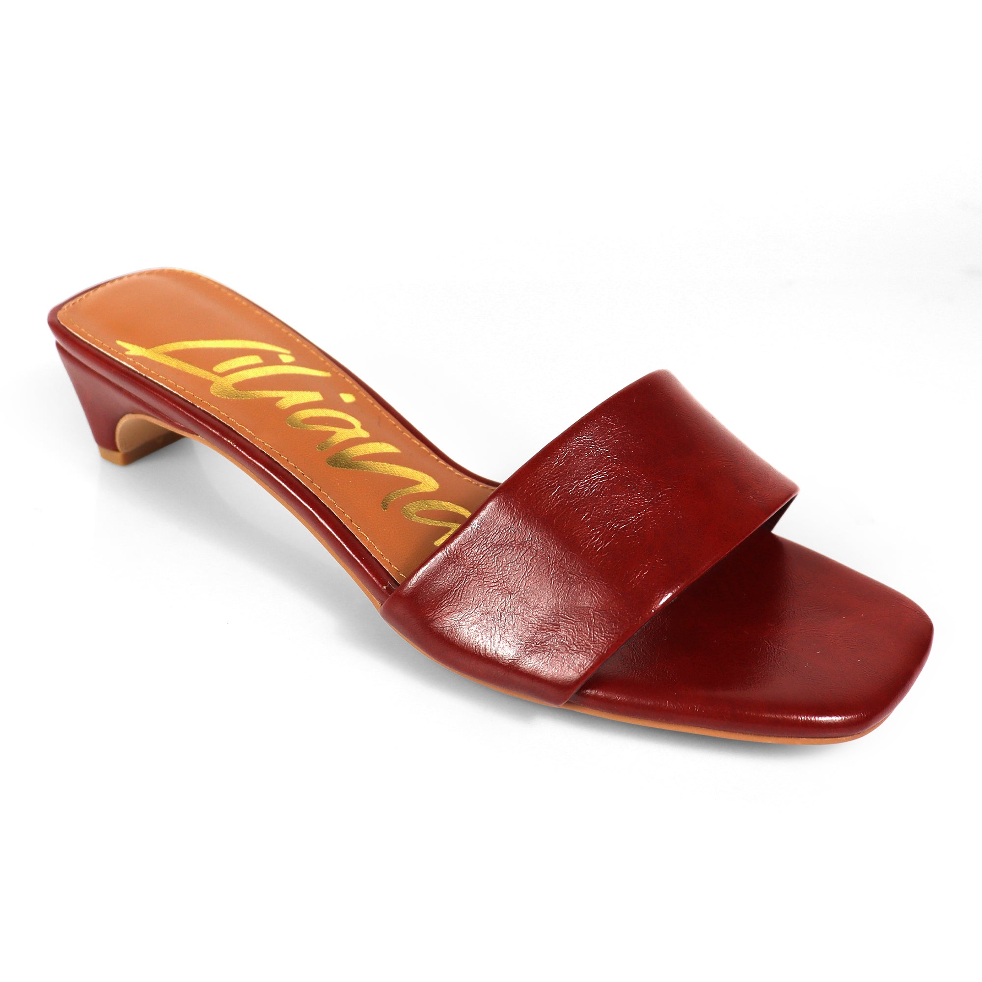 ELAINNY-1 TRANSPARENT CLEAR UPPER MULE W/ KITTEN HEEL MAROON