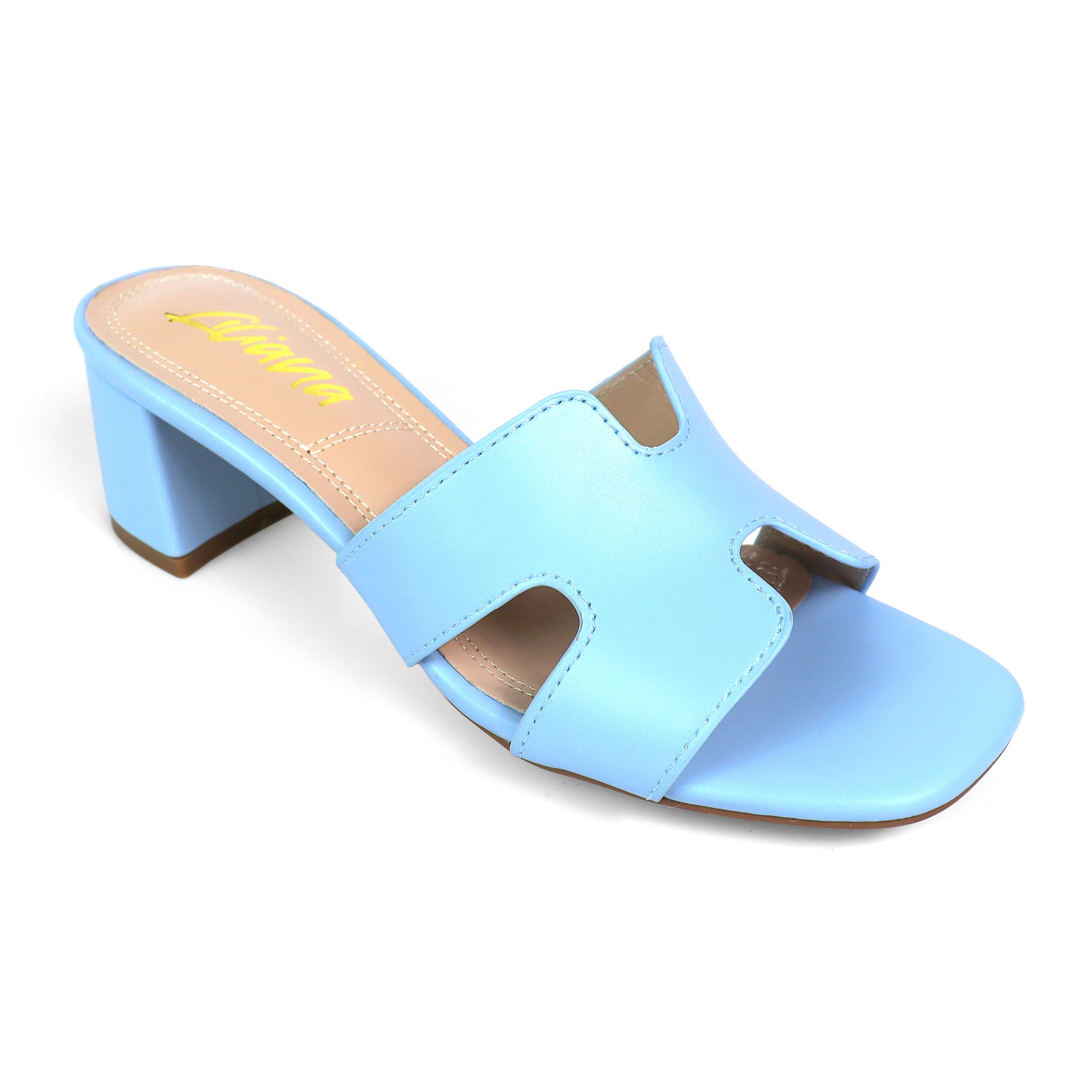 ELENA-1 ALMOND OPEN TOE MID HIGH HEEL BABY BLUE