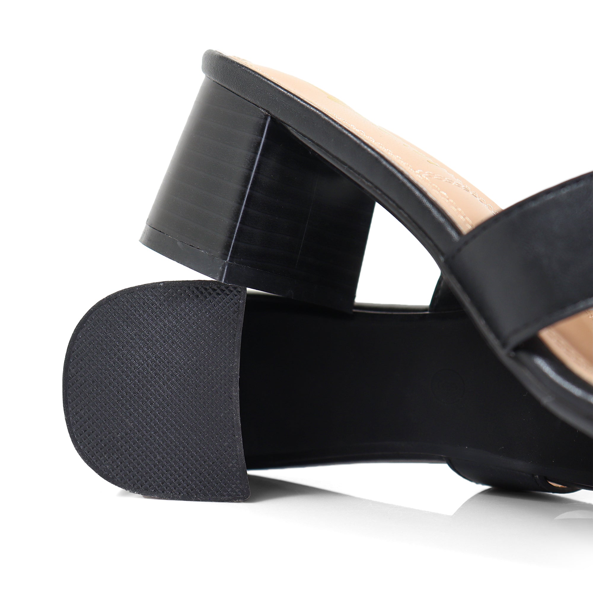 ELENA-1 ALMOND OPEN TOE MID HIGH HEEL BLACK