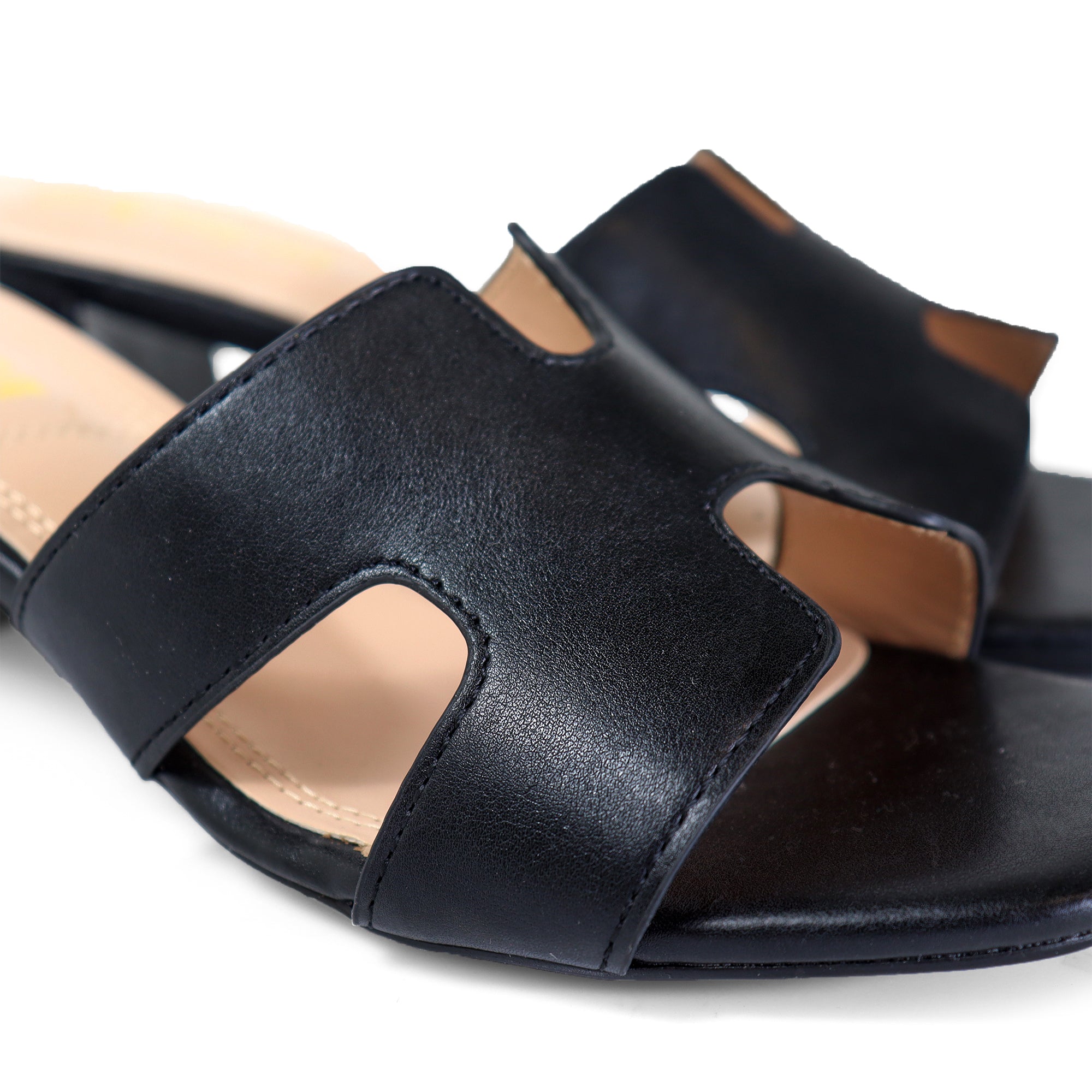 ELENA-1 ALMOND OPEN TOE MID HIGH HEEL BLACK