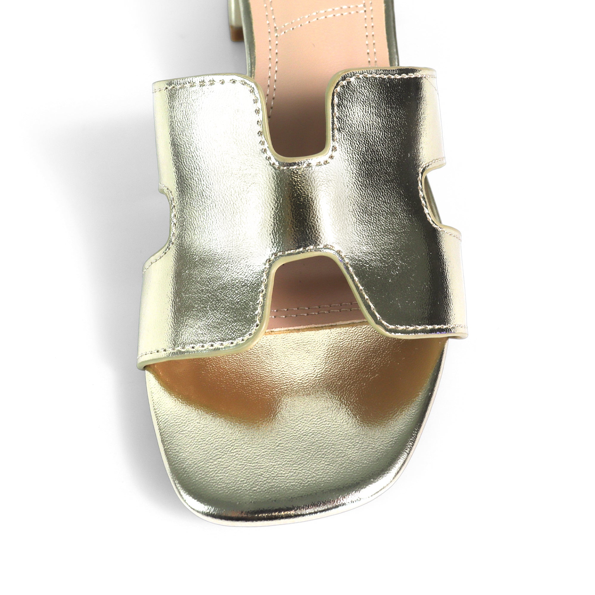 ELENA-1 ALMOND OPEN TOE MID HIGH HEEL GOLD