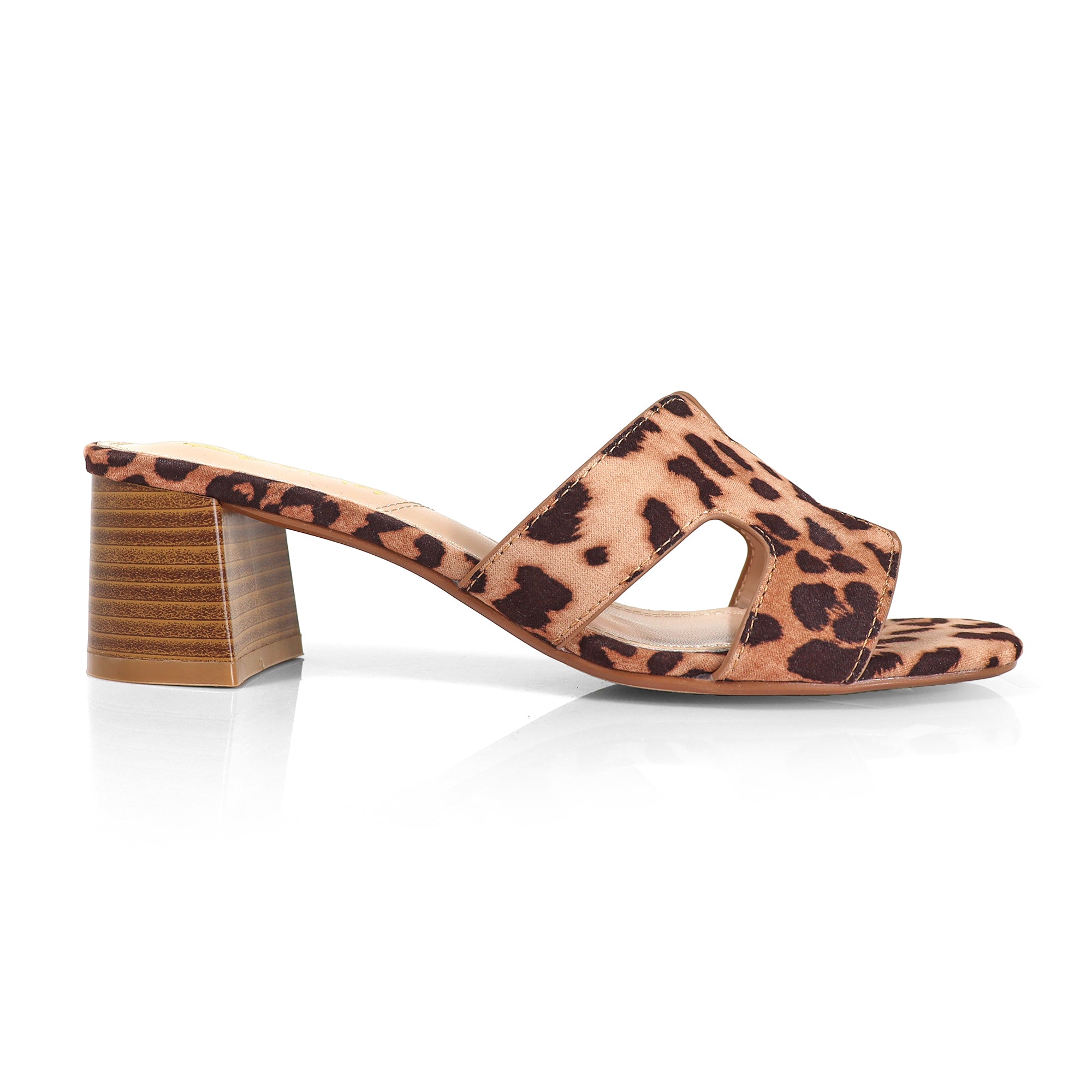 ELENA-1 ALMOND OPEN TOE MID HIGH HEEL LEOPARD
