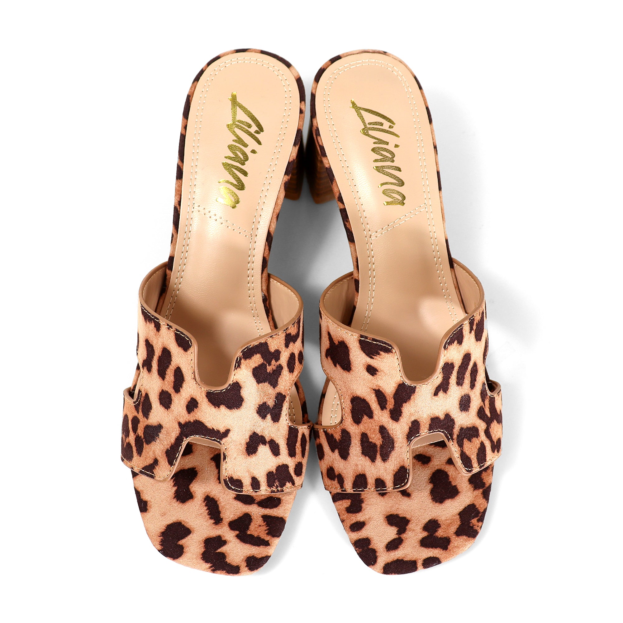 ELENA-1 ALMOND OPEN TOE MID HIGH HEEL LEOPARD
