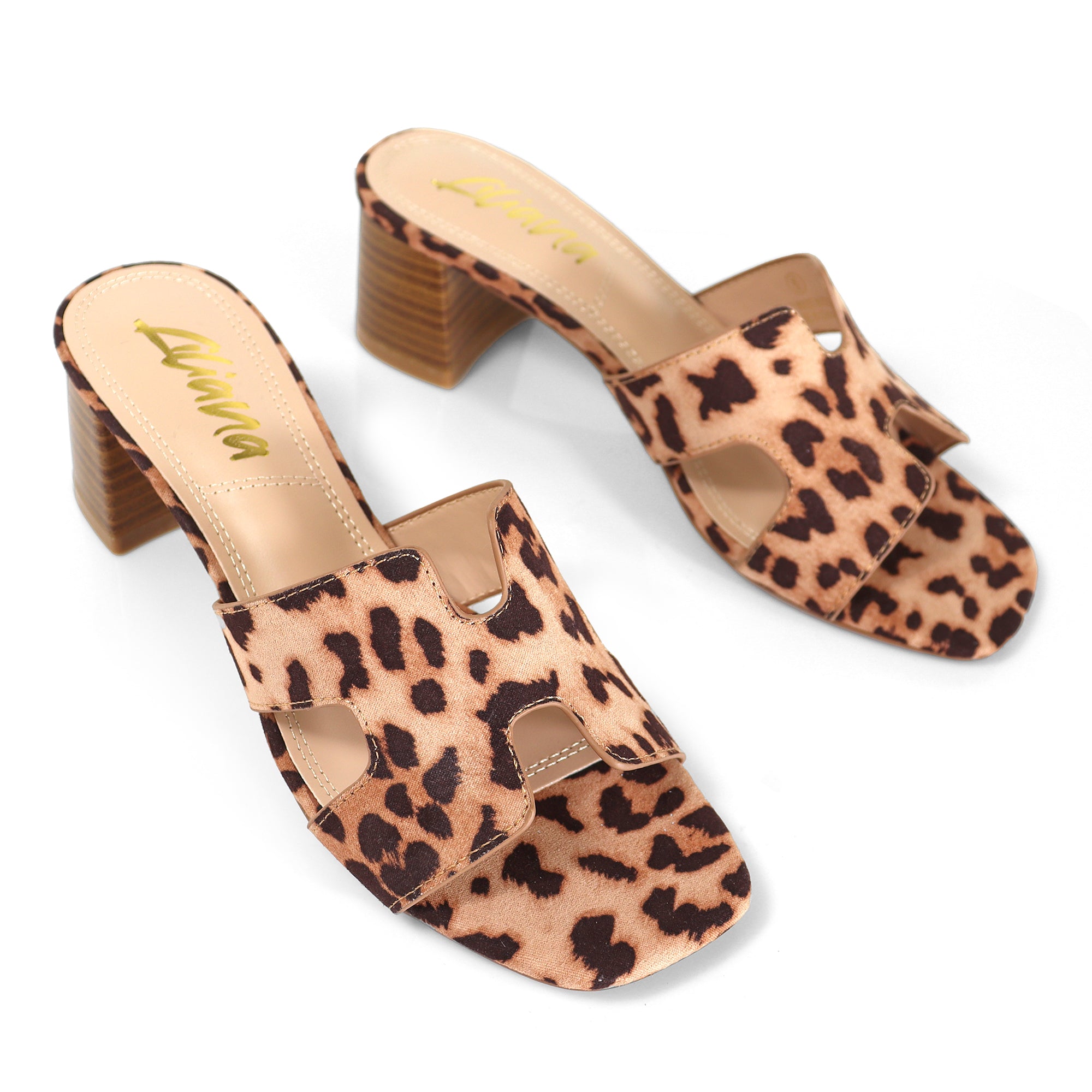 ELENA-1 ALMOND OPEN TOE MID HIGH HEEL LEOPARD