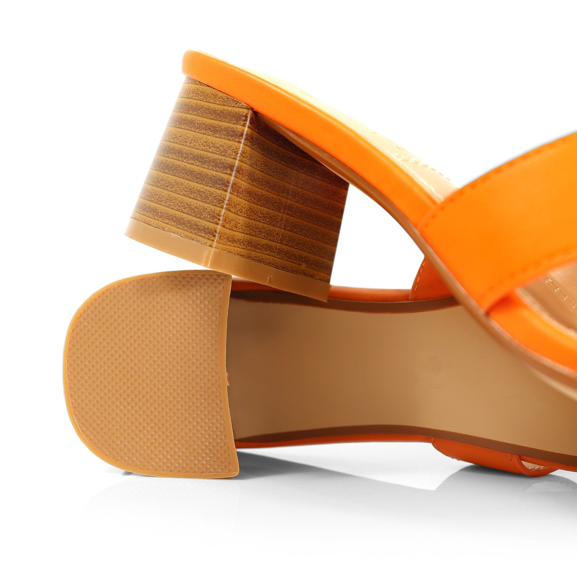 ELENA-1 ALMOND OPEN TOE MID HIGH HEEL ORANGE