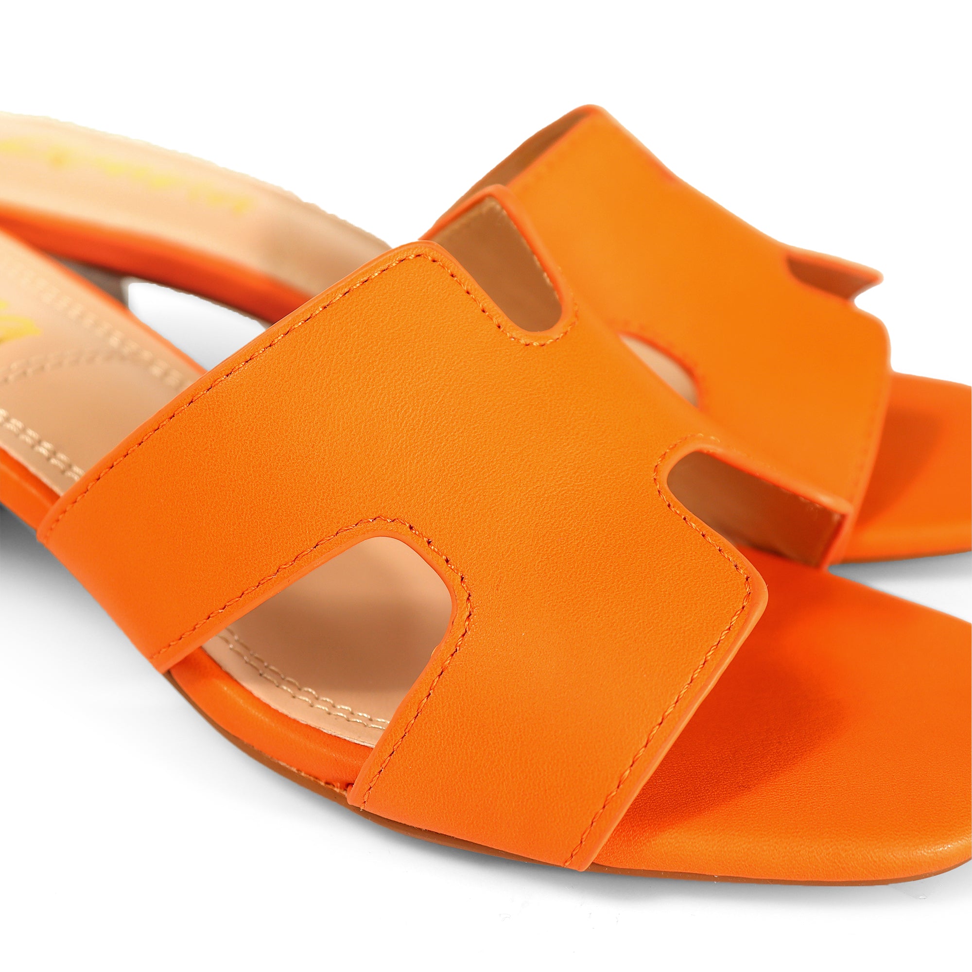 ELENA-1 ALMOND OPEN TOE MID HIGH HEEL ORANGE