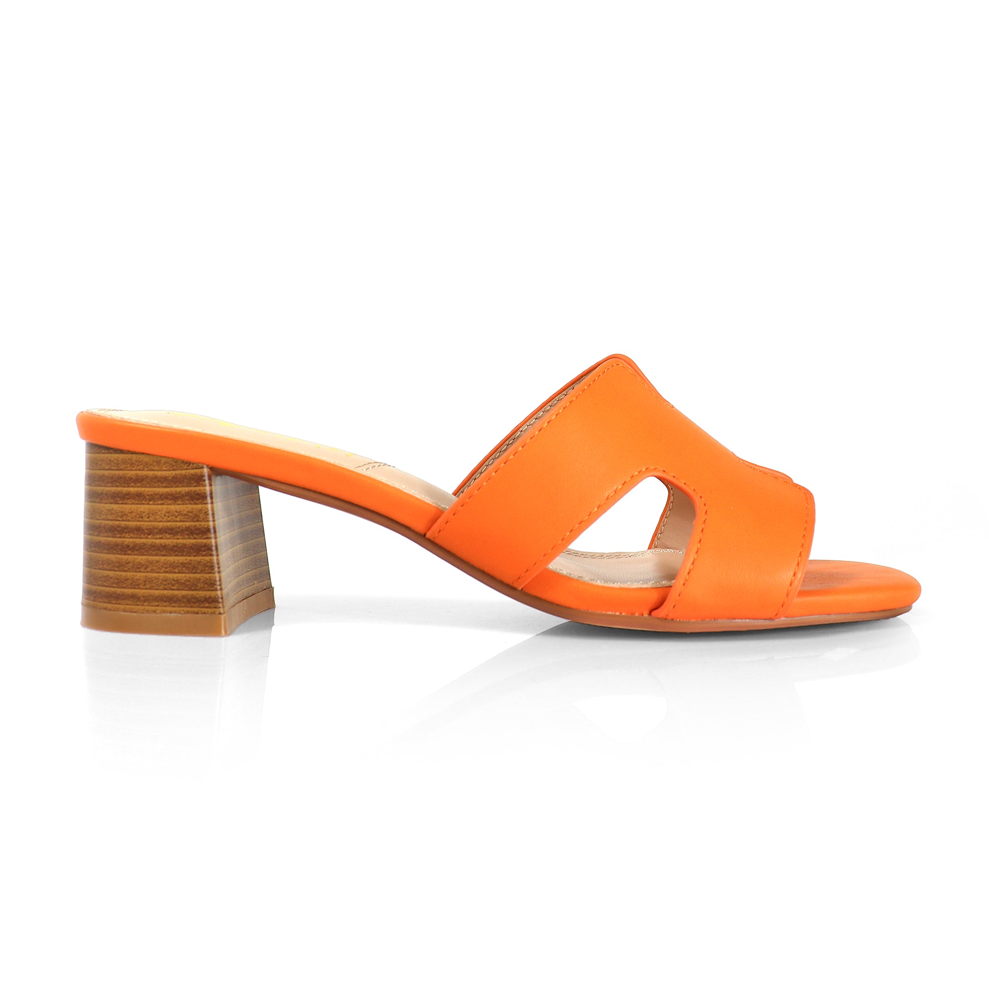ELENA-1 ALMOND OPEN TOE MID HIGH HEEL ORANGE