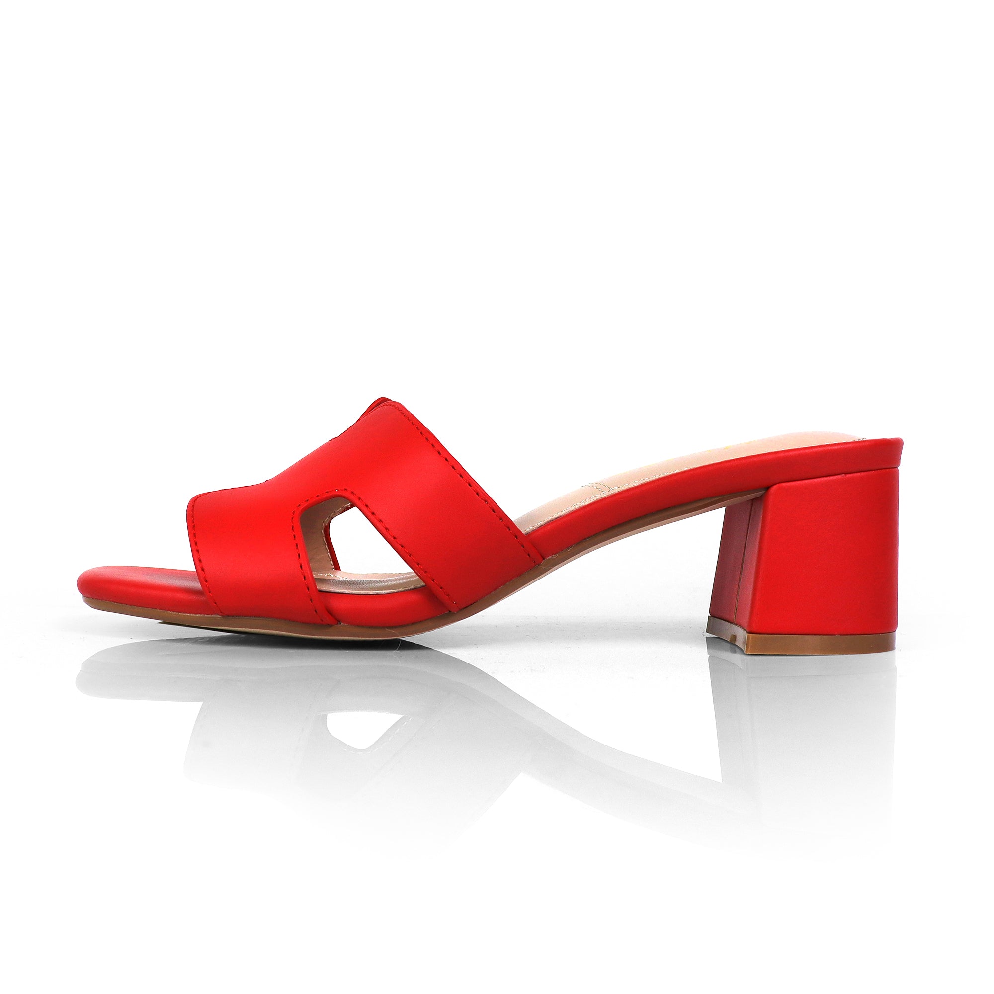 ELENA-1 ALMOND OPEN TOE MID HIGH HEEL RED