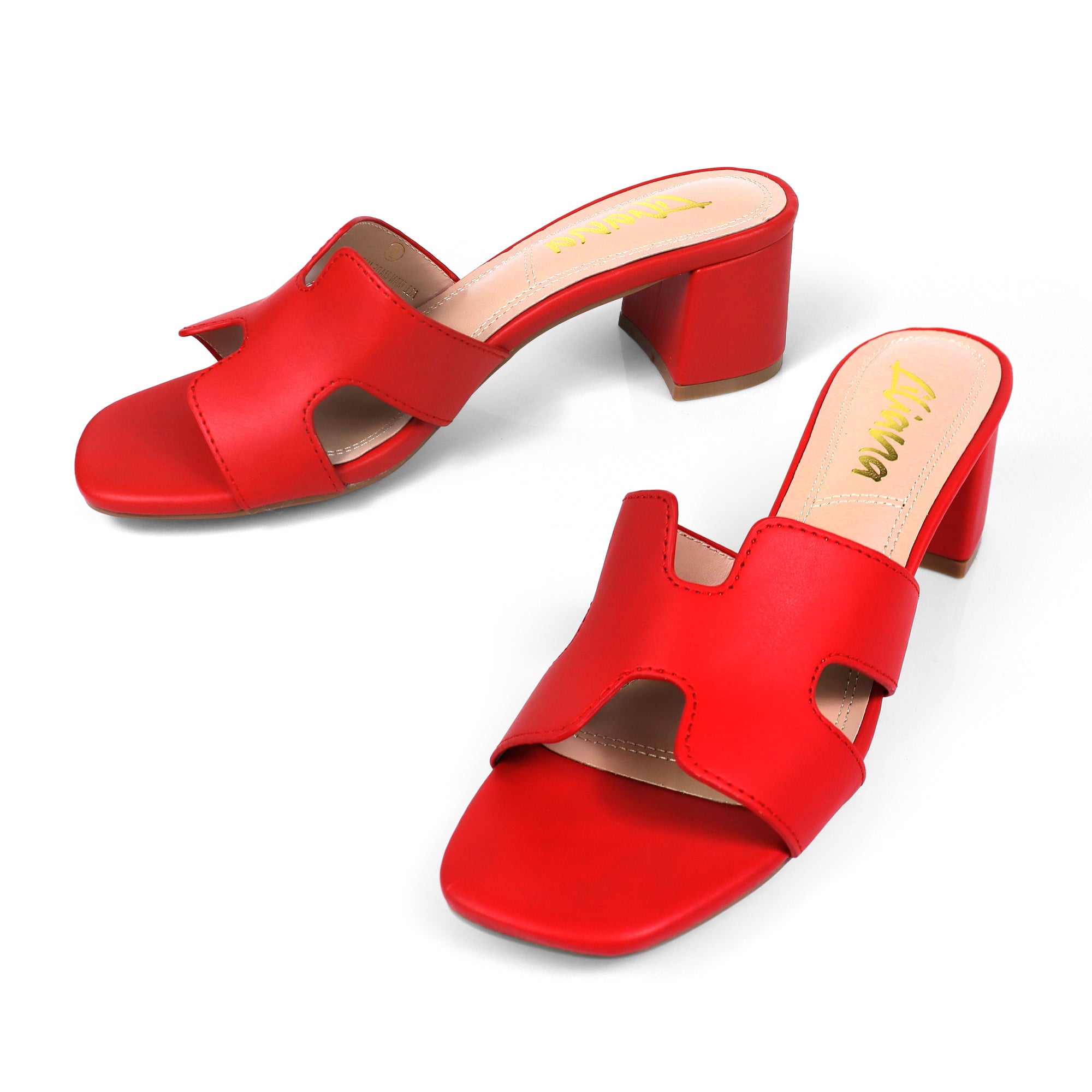 ELENA-1 ALMOND OPEN TOE MID HIGH HEEL RED