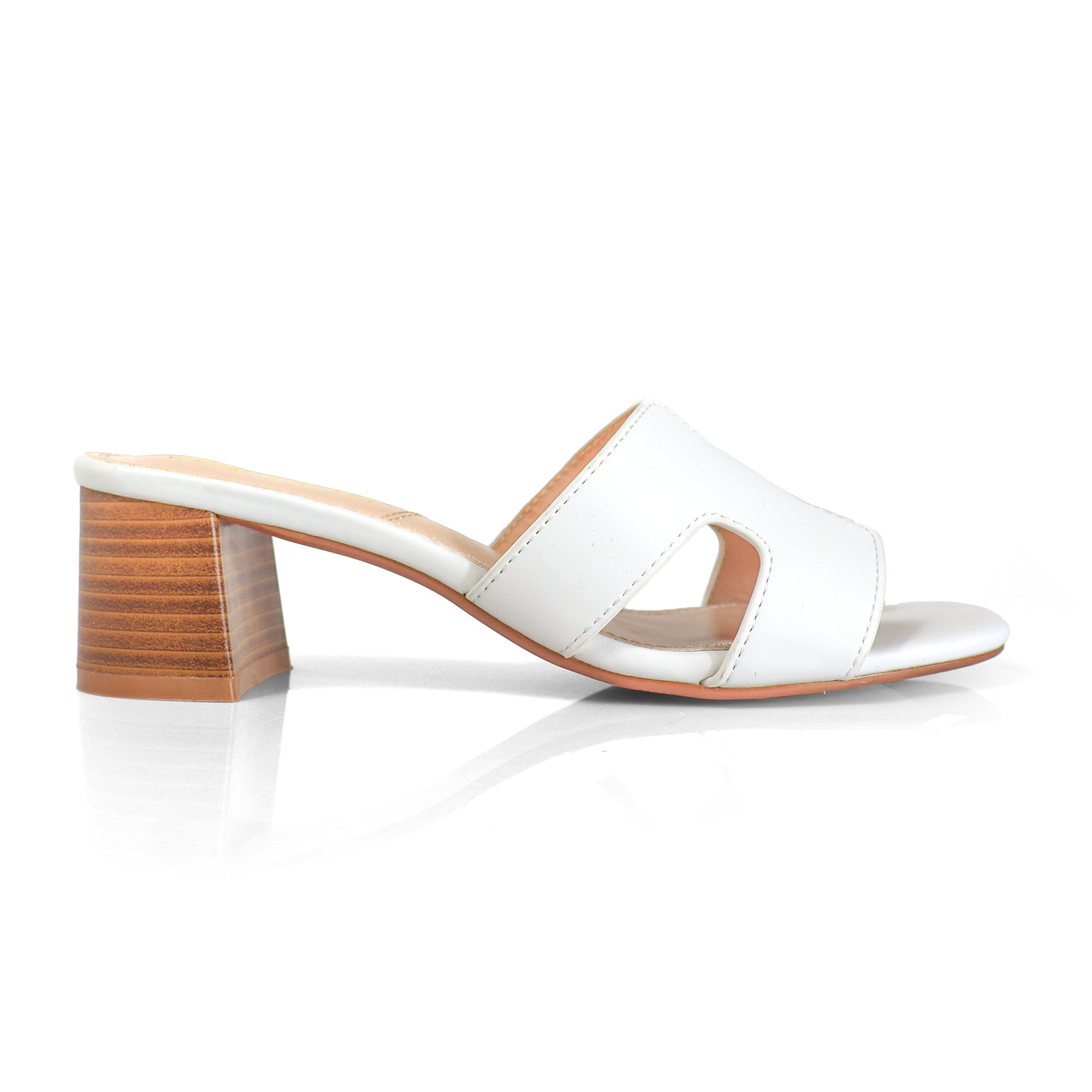 ELENA-1 ALMOND OPEN TOE MID HIGH HEEL WHITE