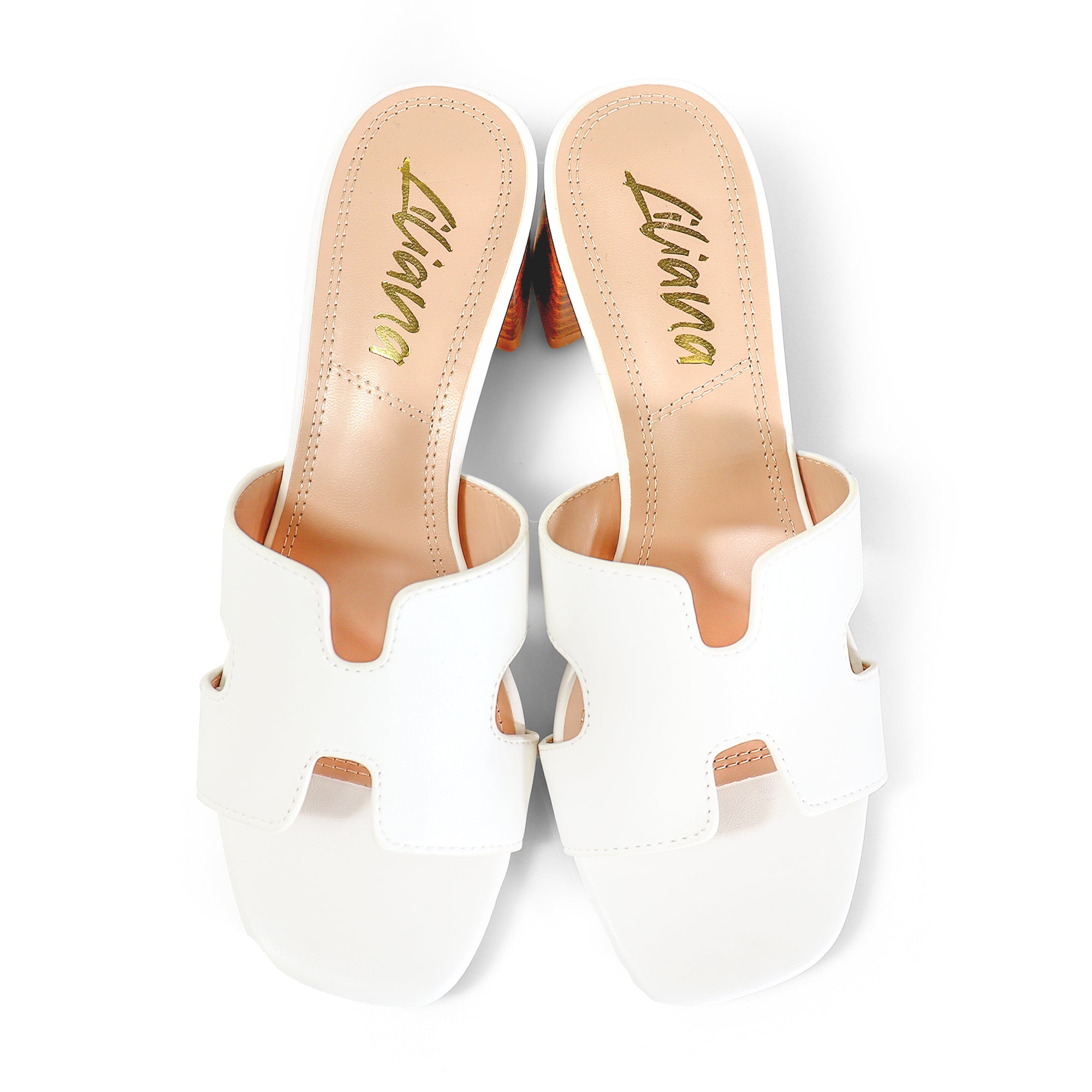 ELENA-1 ALMOND OPEN TOE MID HIGH HEEL WHITE