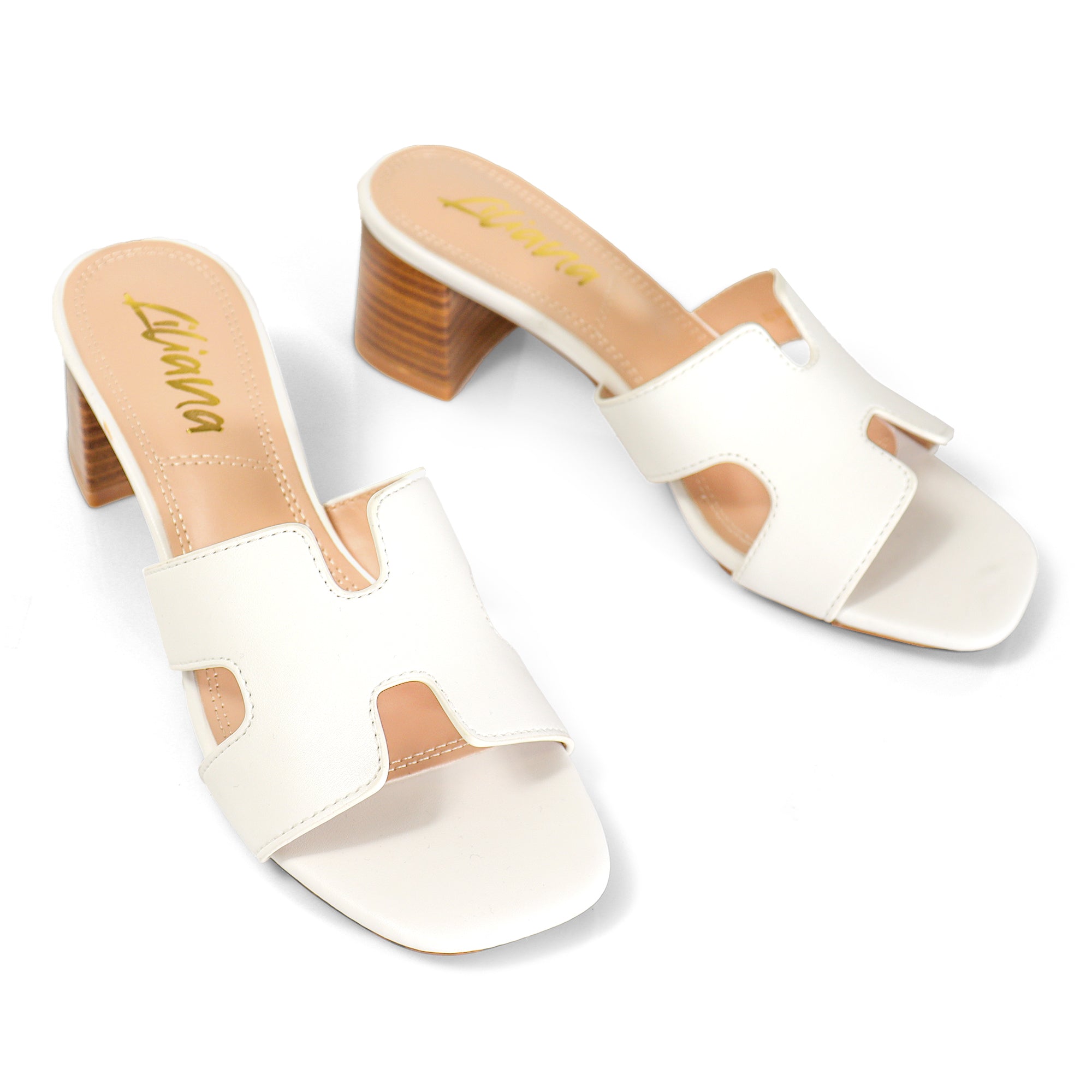 ELENA-1 ALMOND OPEN TOE MID HIGH HEEL WHITE