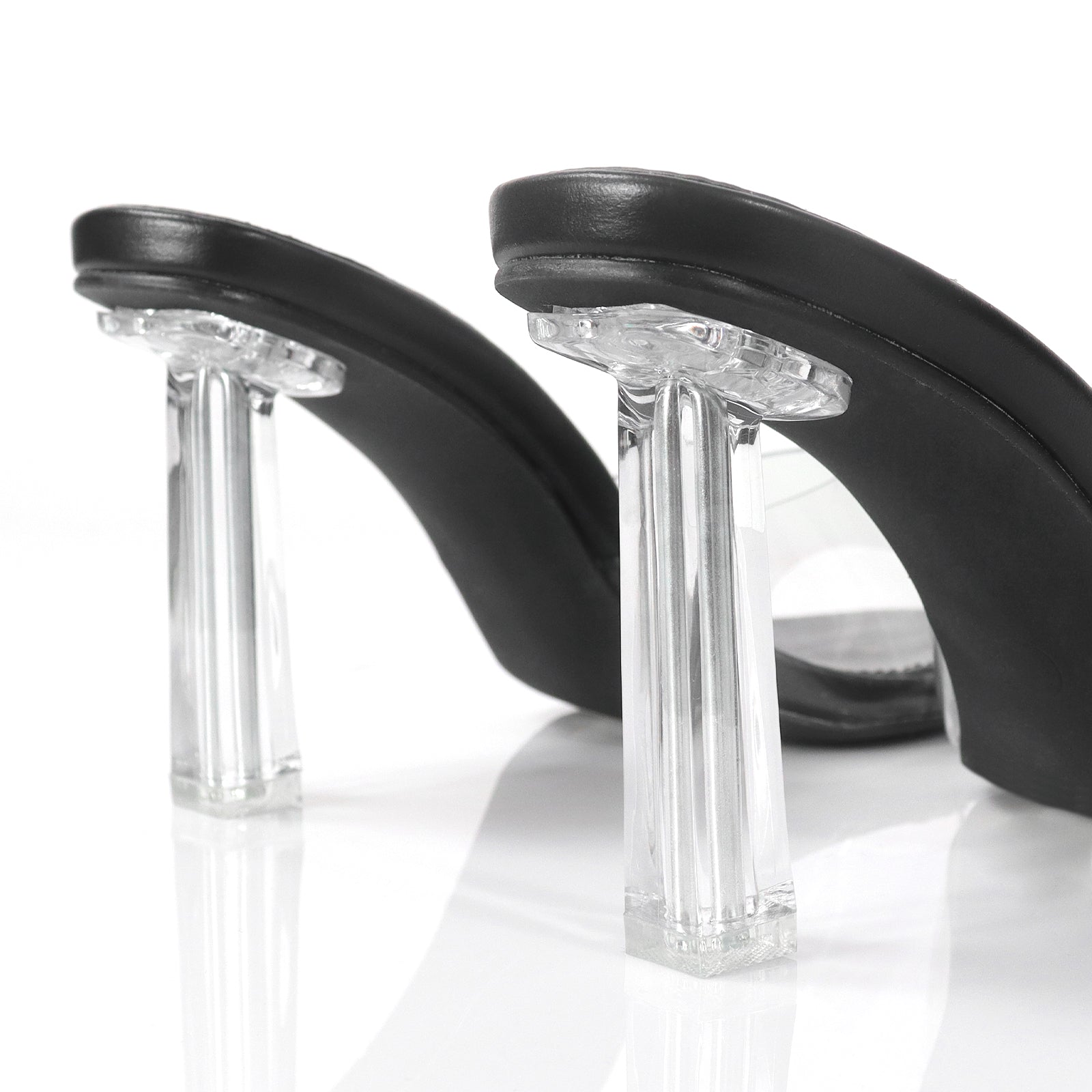 ELISA-1 CLEAR STRAP W/ RECTANGULAR PRISM HEEL BLACK