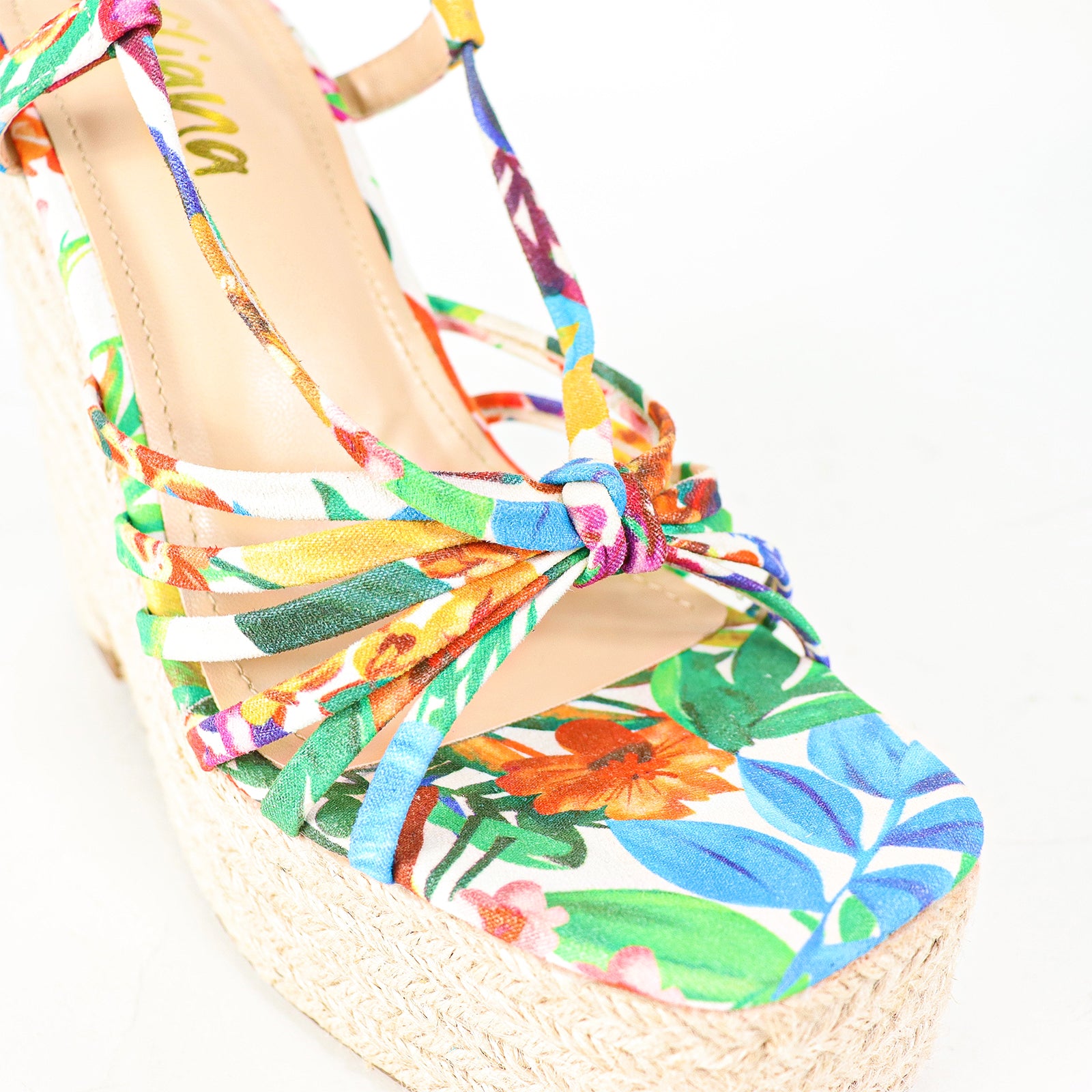 ELLY-2 ANCKLE WARP TIE UP SANDAL WITH ESPADDRILLE WEDGE-MULTIPLE