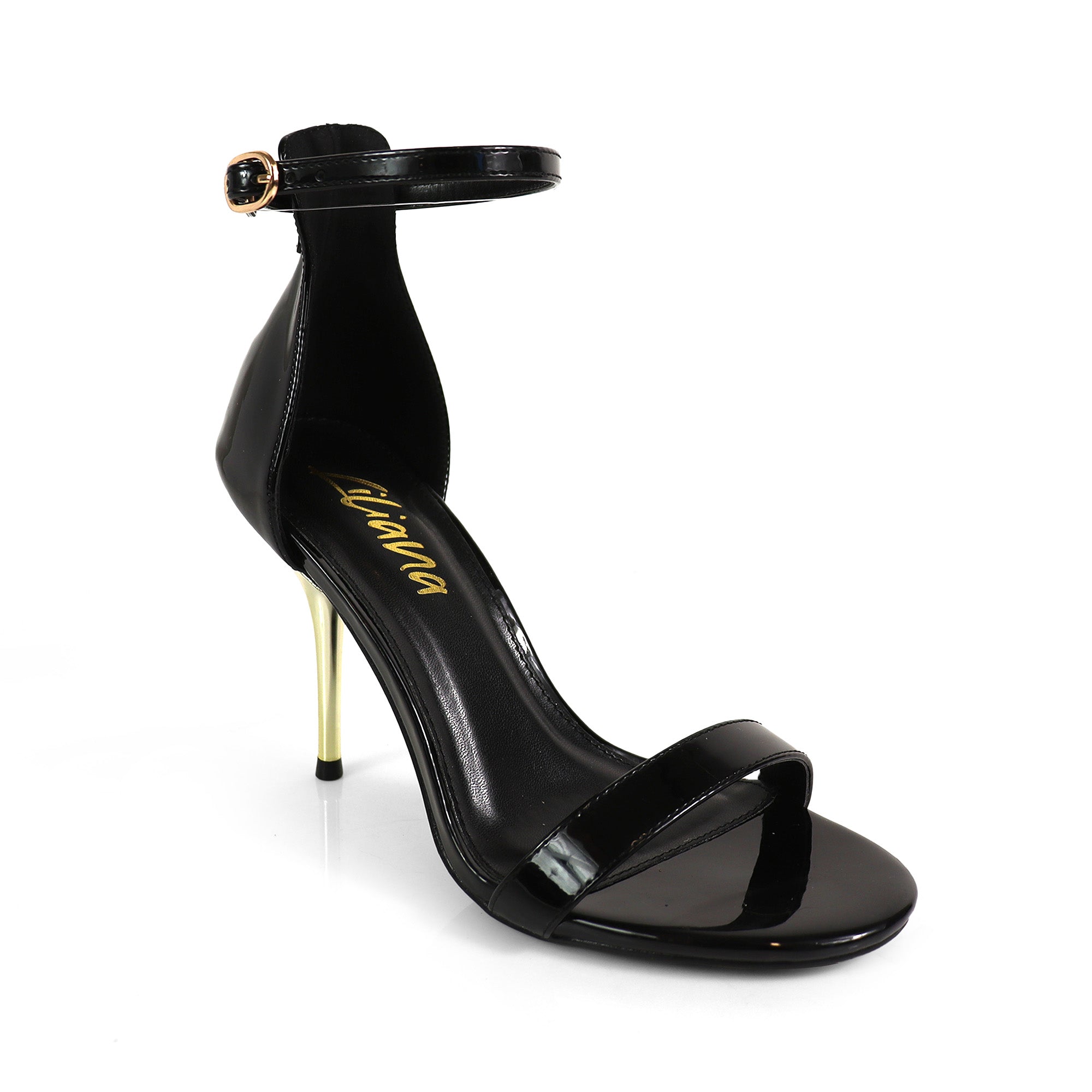 EMILY-1 ROUND TOE OPEN TOE ANKLE STRAP W/ BLACK