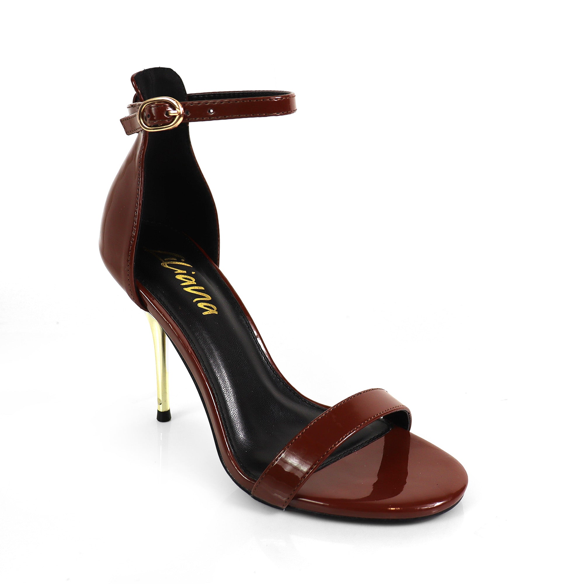 EMILY-1 ROUND TOE OPEN TOE ANKLE STRAP W/ BROWN