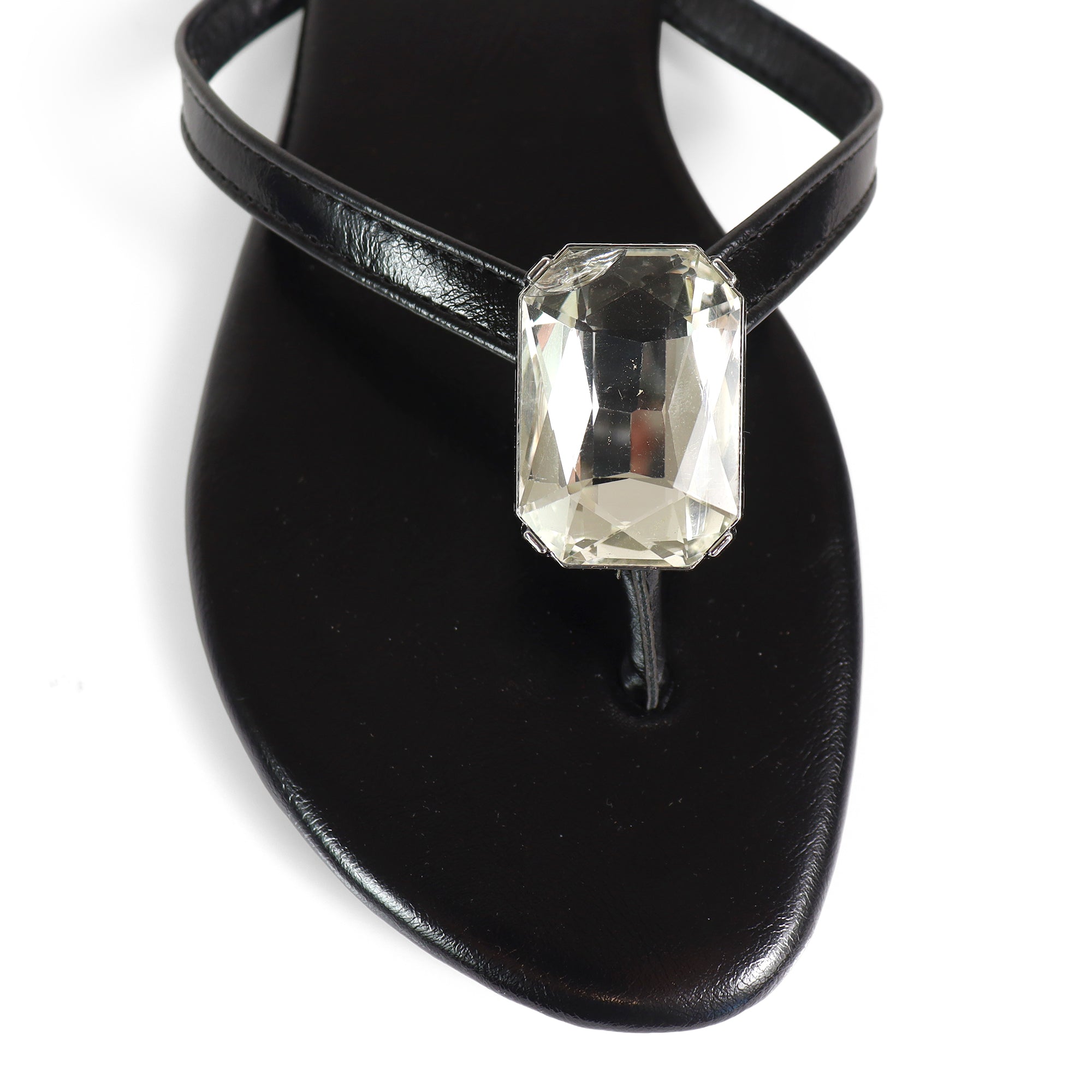 ERICA-2 CRYSTAL THONG SLIDE SANDAL BLACK