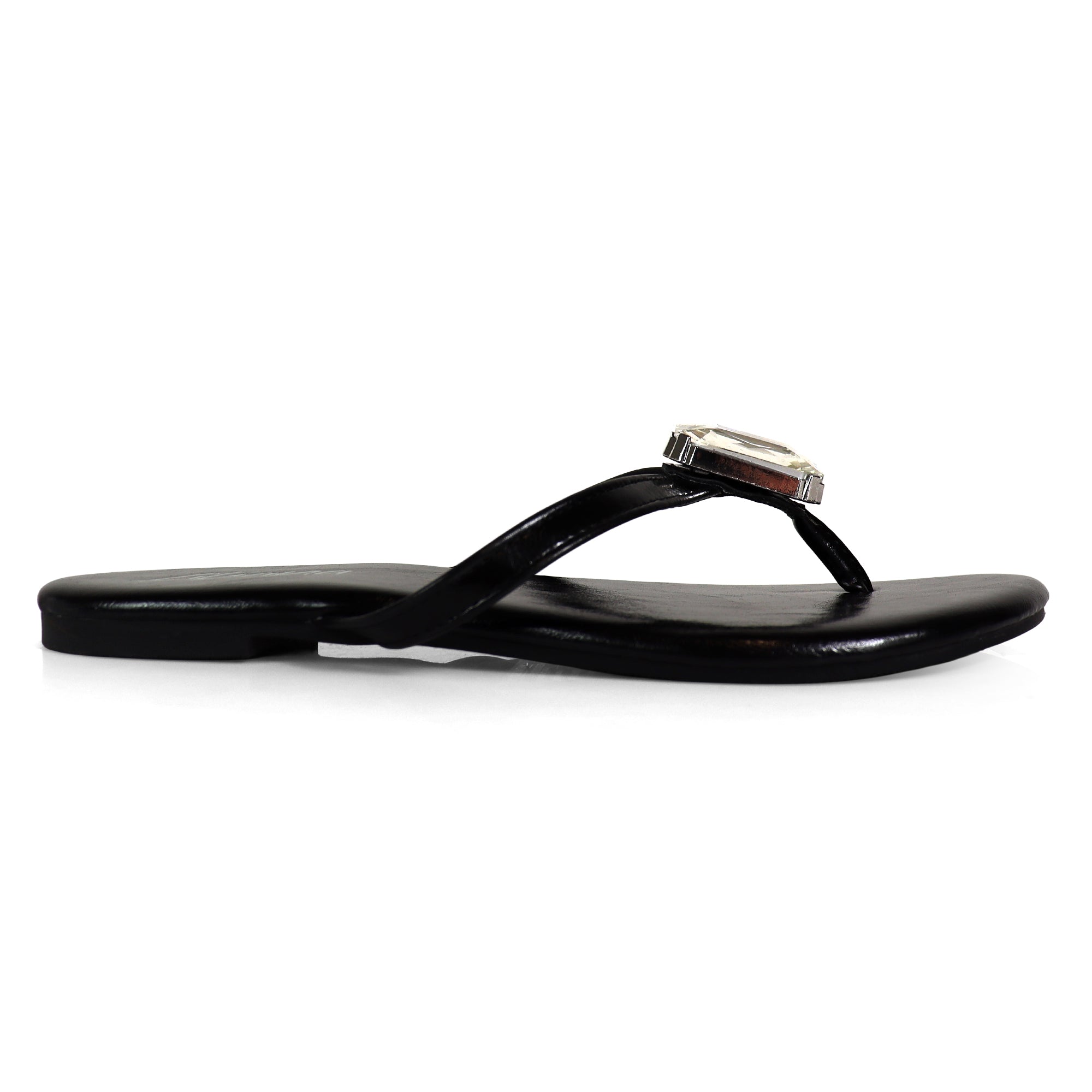 ERICA-2 CRYSTAL THONG SLIDE SANDAL BLACK