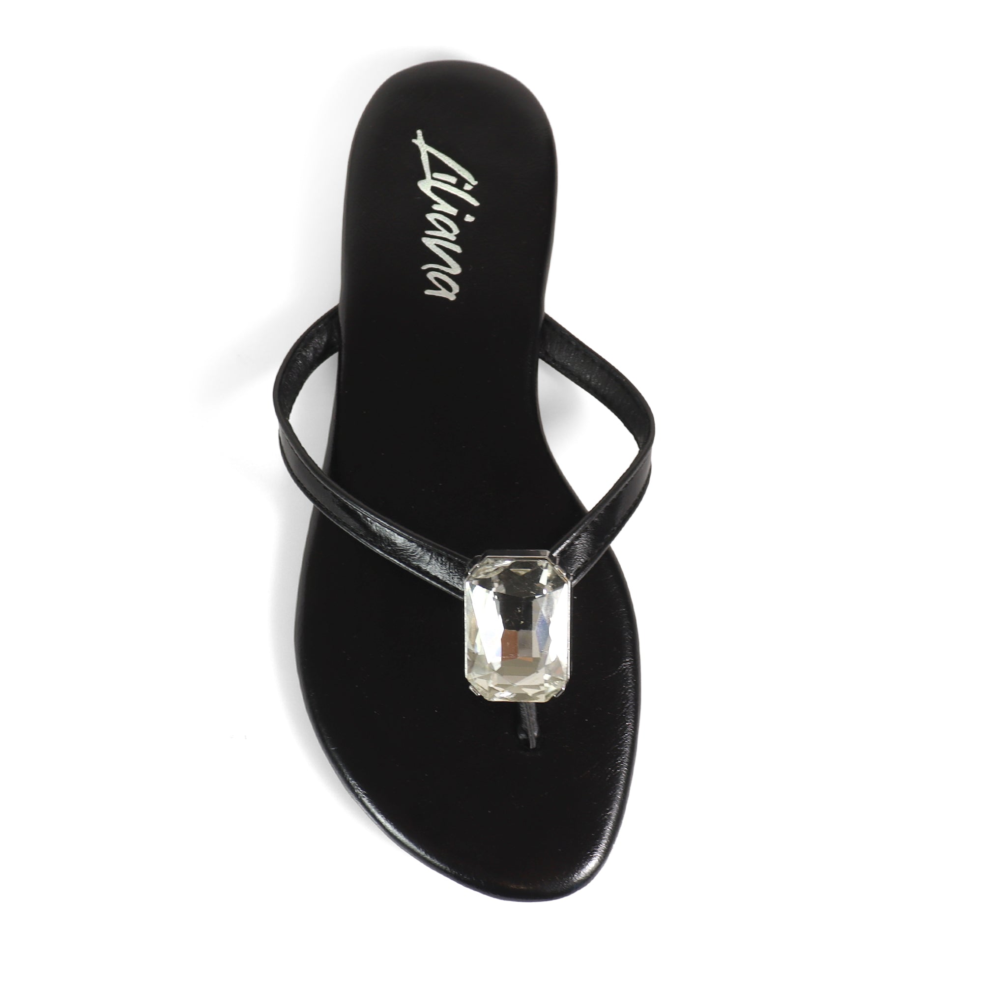 ERICA-2 CRYSTAL THONG SLIDE SANDAL BLACK