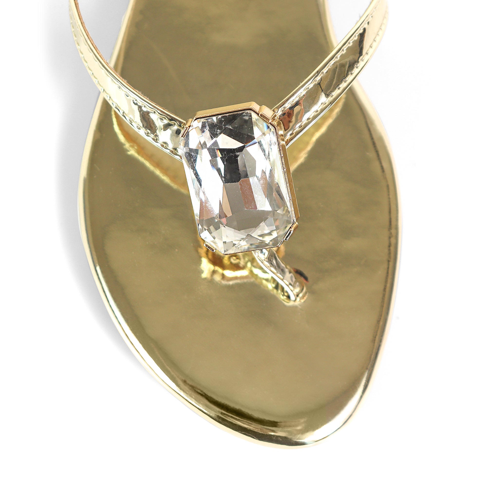 ERICA-2 CRYSTAL THONG SLIDE SANDAL GOLD