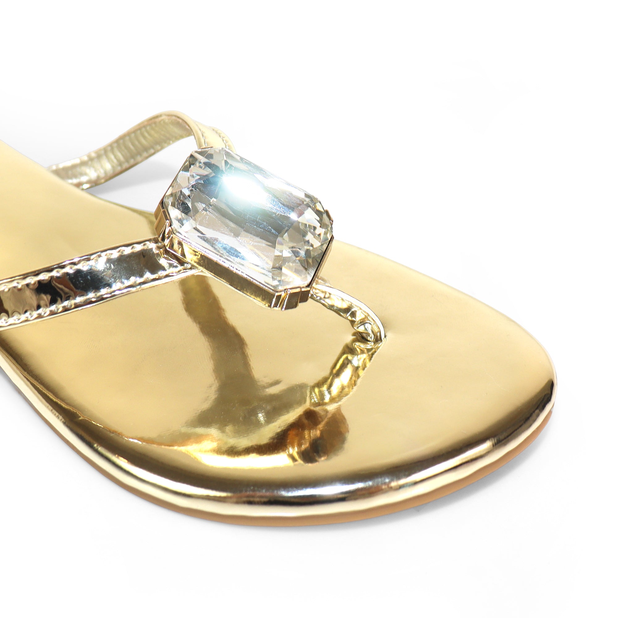 ERICA-2 CRYSTAL THONG SLIDE SANDAL GOLD
