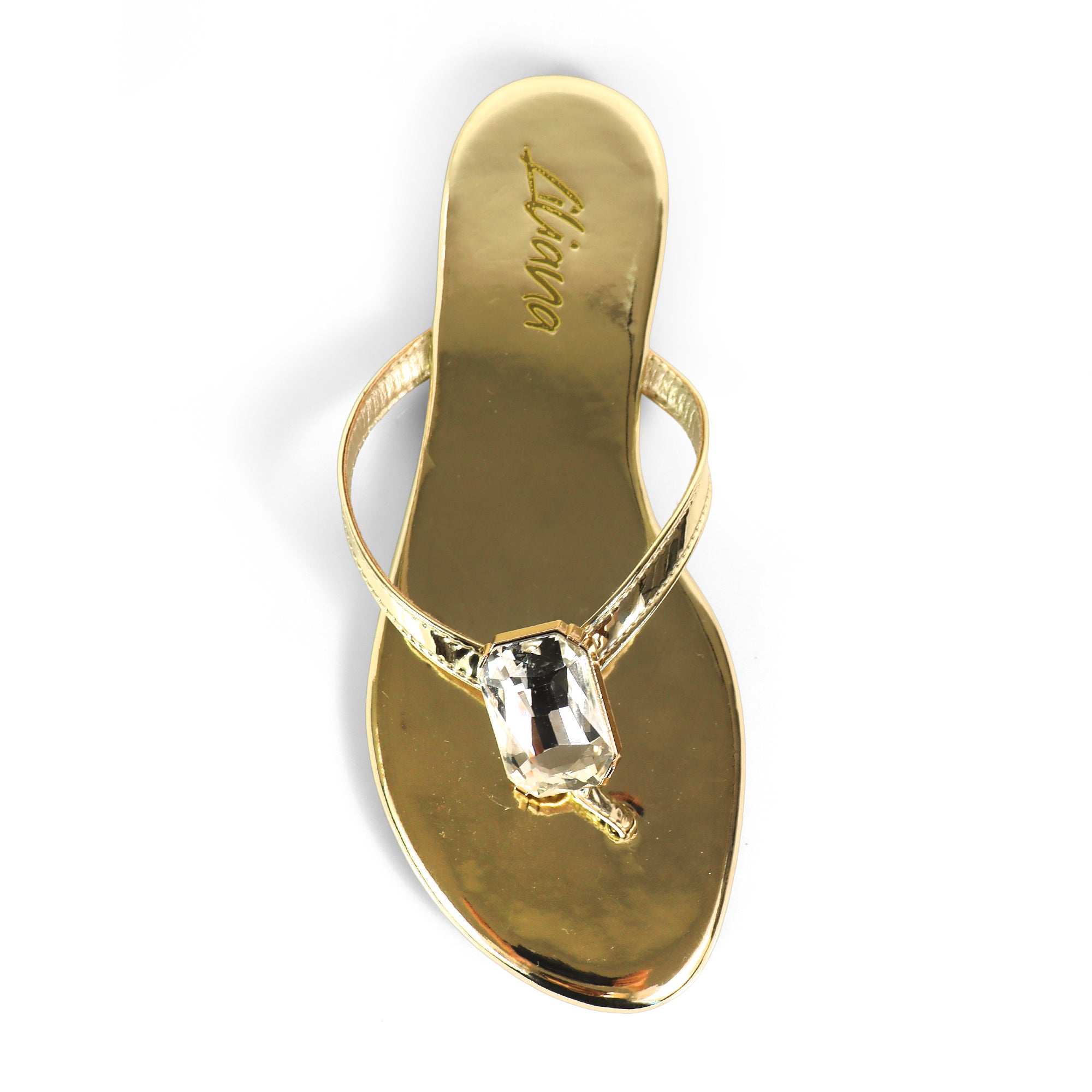ERICA-2 CRYSTAL THONG SLIDE SANDAL GOLD