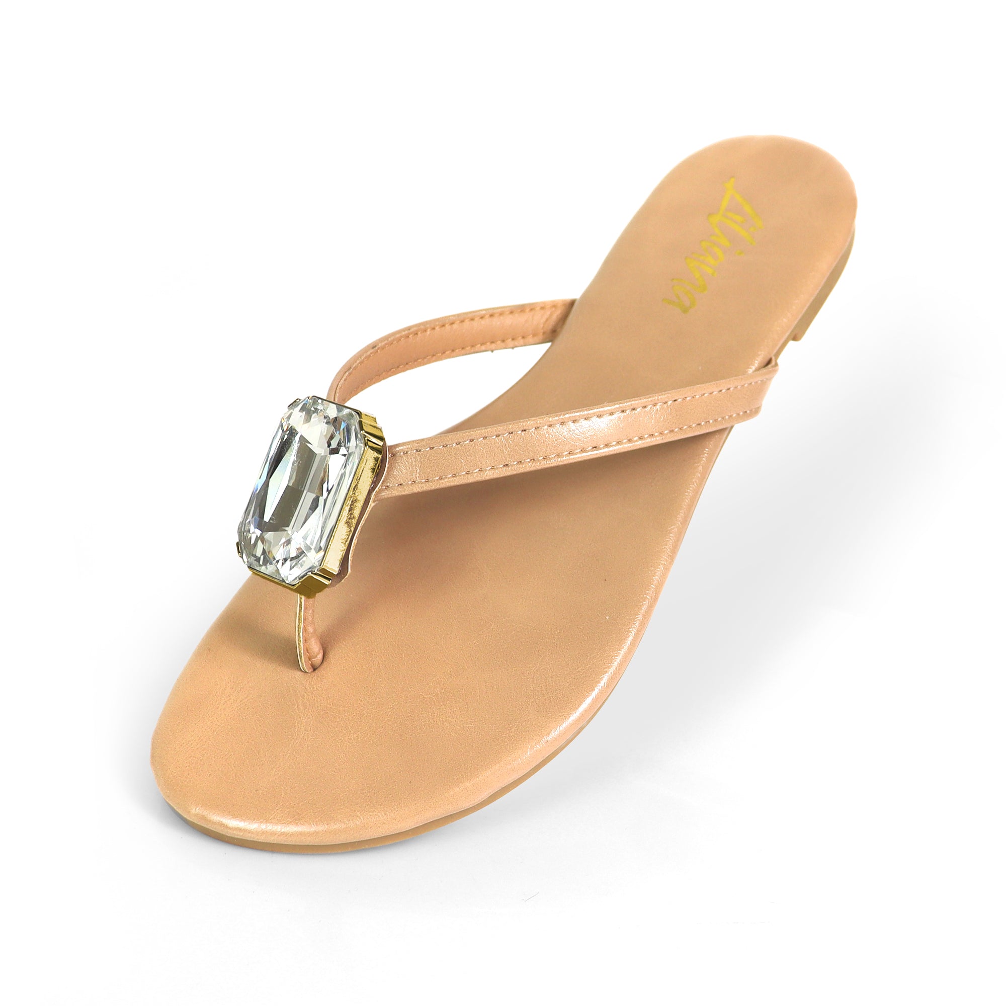 ERICA-2 CRYSTAL THONG SLIDE SANDAL NUDE