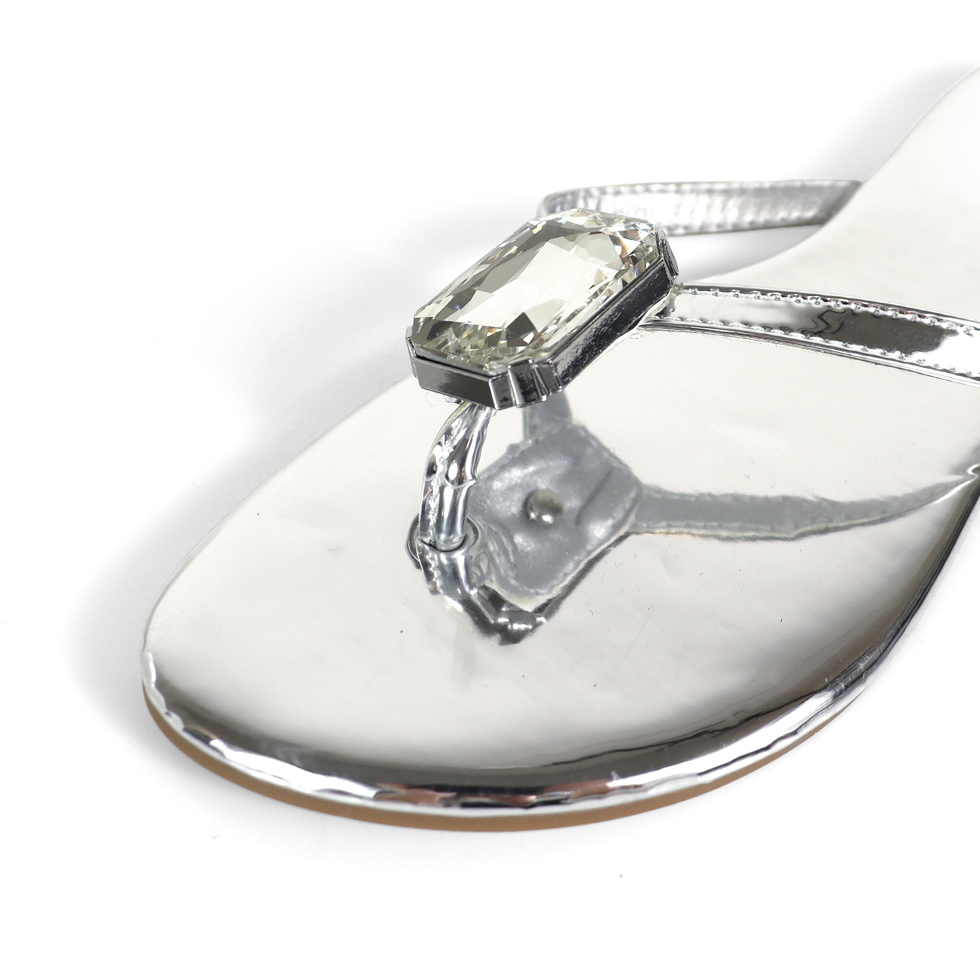 ERICA-2 CRYSTAL THONG SLIDE SANDAL SILV