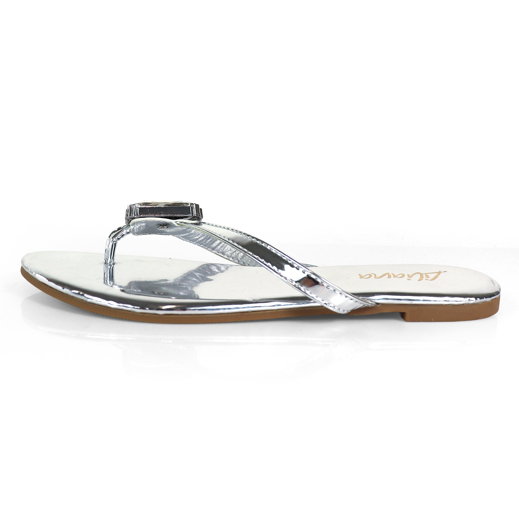 ERICA-2 CRYSTAL THONG SLIDE SANDAL SILV