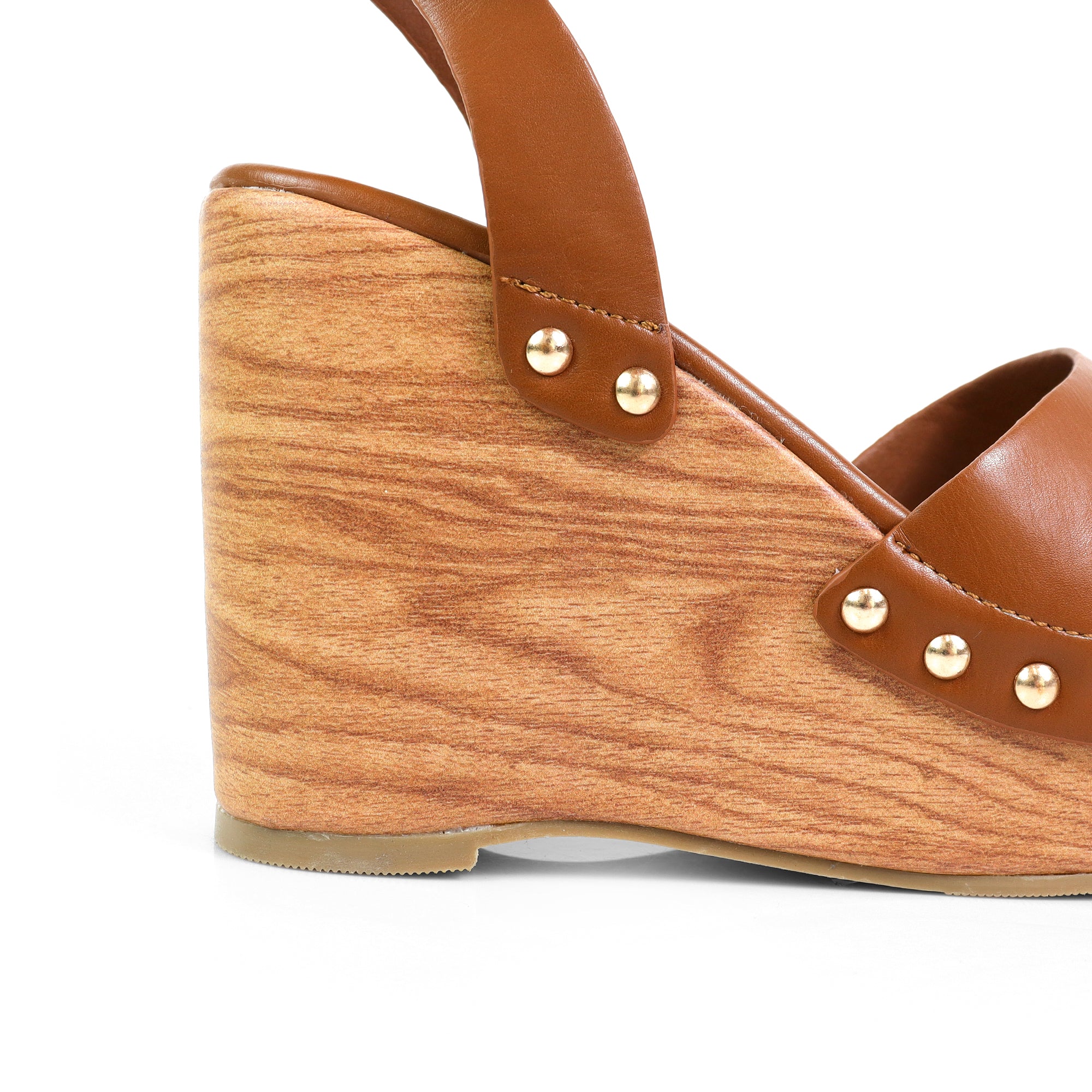 ERIN-1 ANKLE STRAP STUD WEDGE TAN
